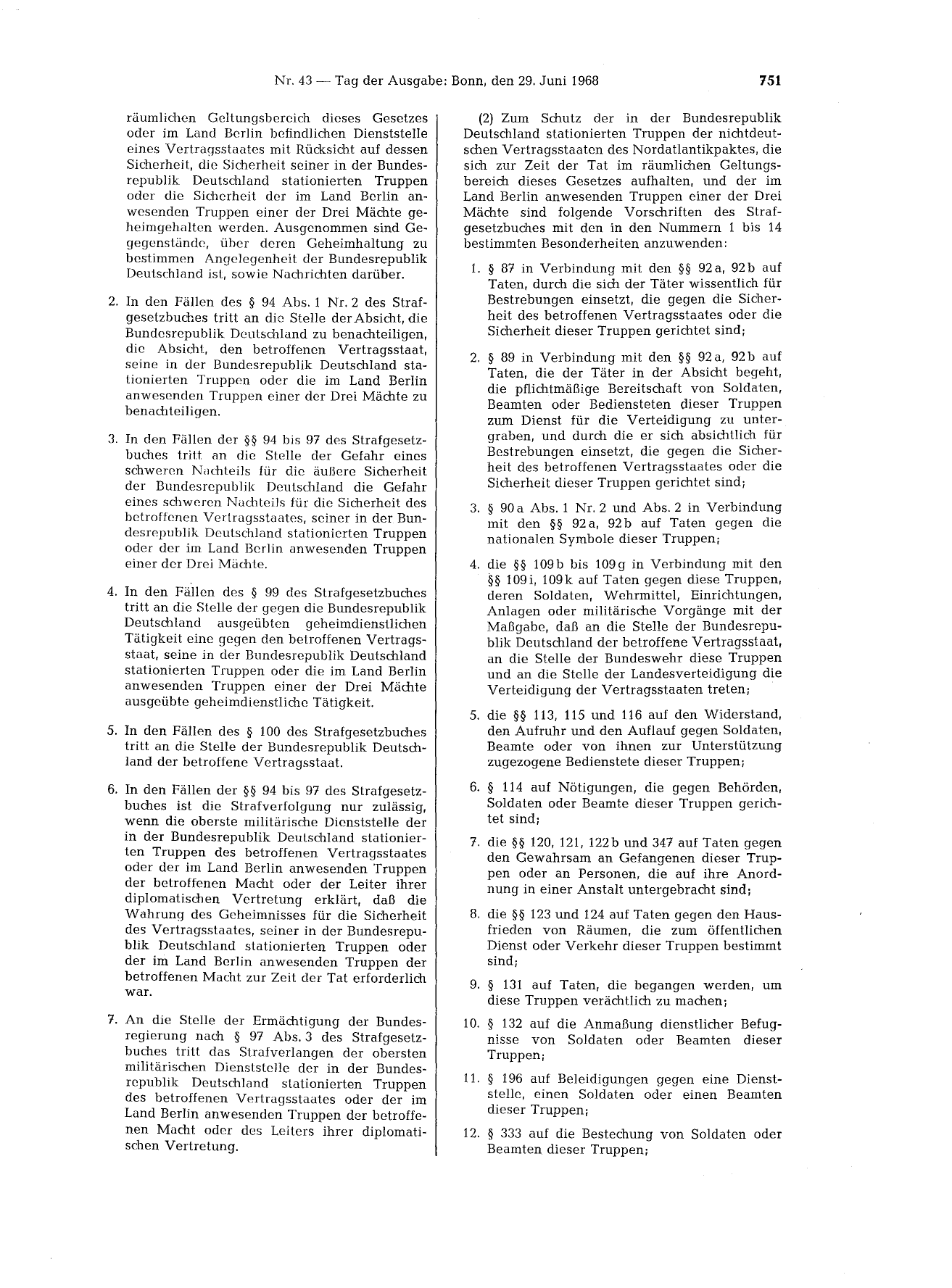 BGBl. 1968, Seite 751 — Originalseite als Abbildung