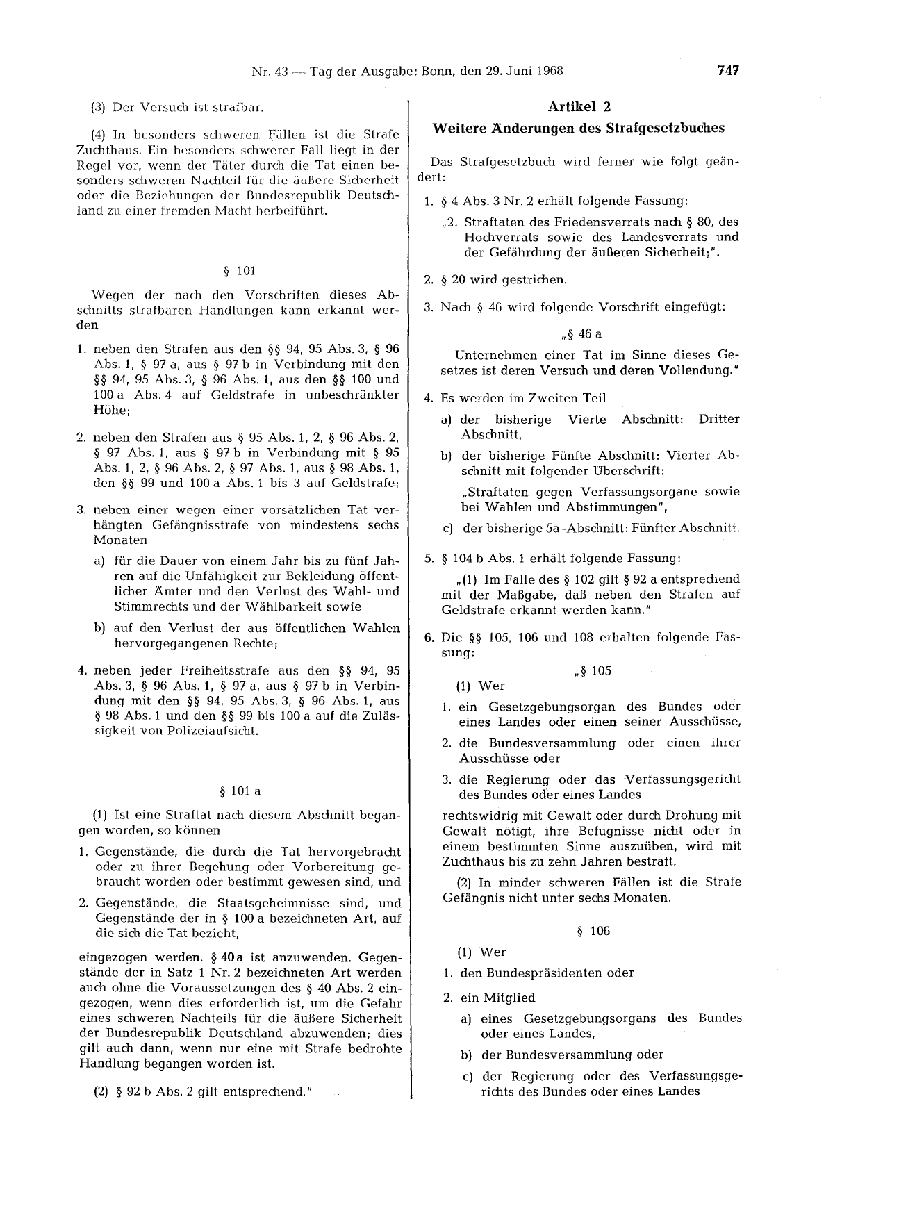BGBl. 1968, Seite 747 — Originalseite als Abbildung
