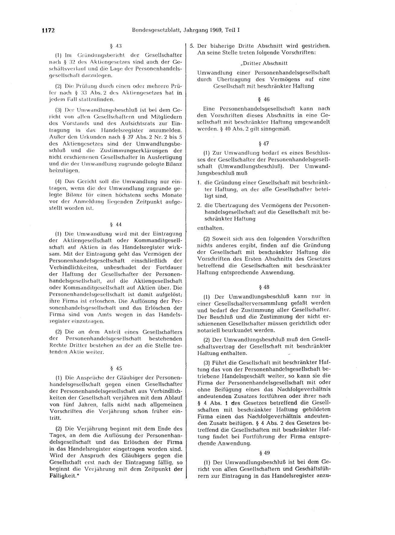 BGBl. 1969, Seite 1172 — Originalseite als Abbildung