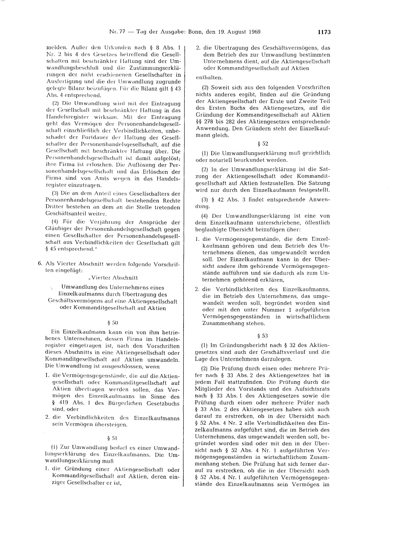 BGBl. 1969, Seite 1173 — Originalseite als Abbildung