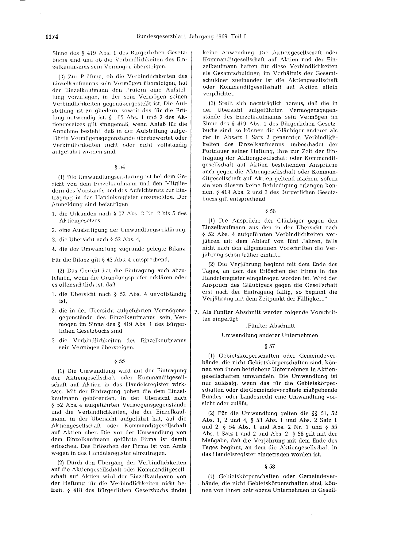 BGBl. 1969, Seite 1174 — Originalseite als Abbildung