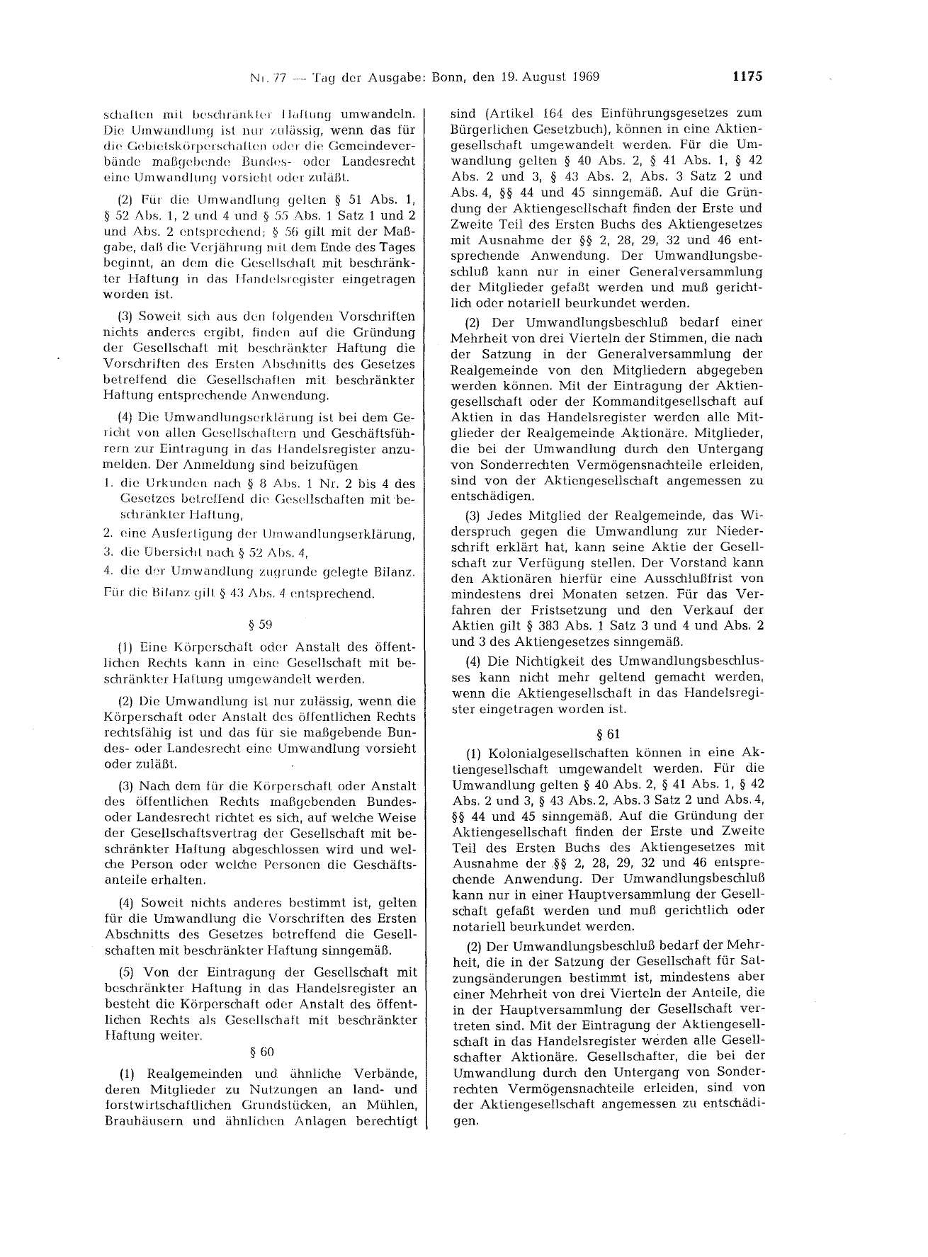 BGBl. 1969, Seite 1175 — Originalseite als Abbildung