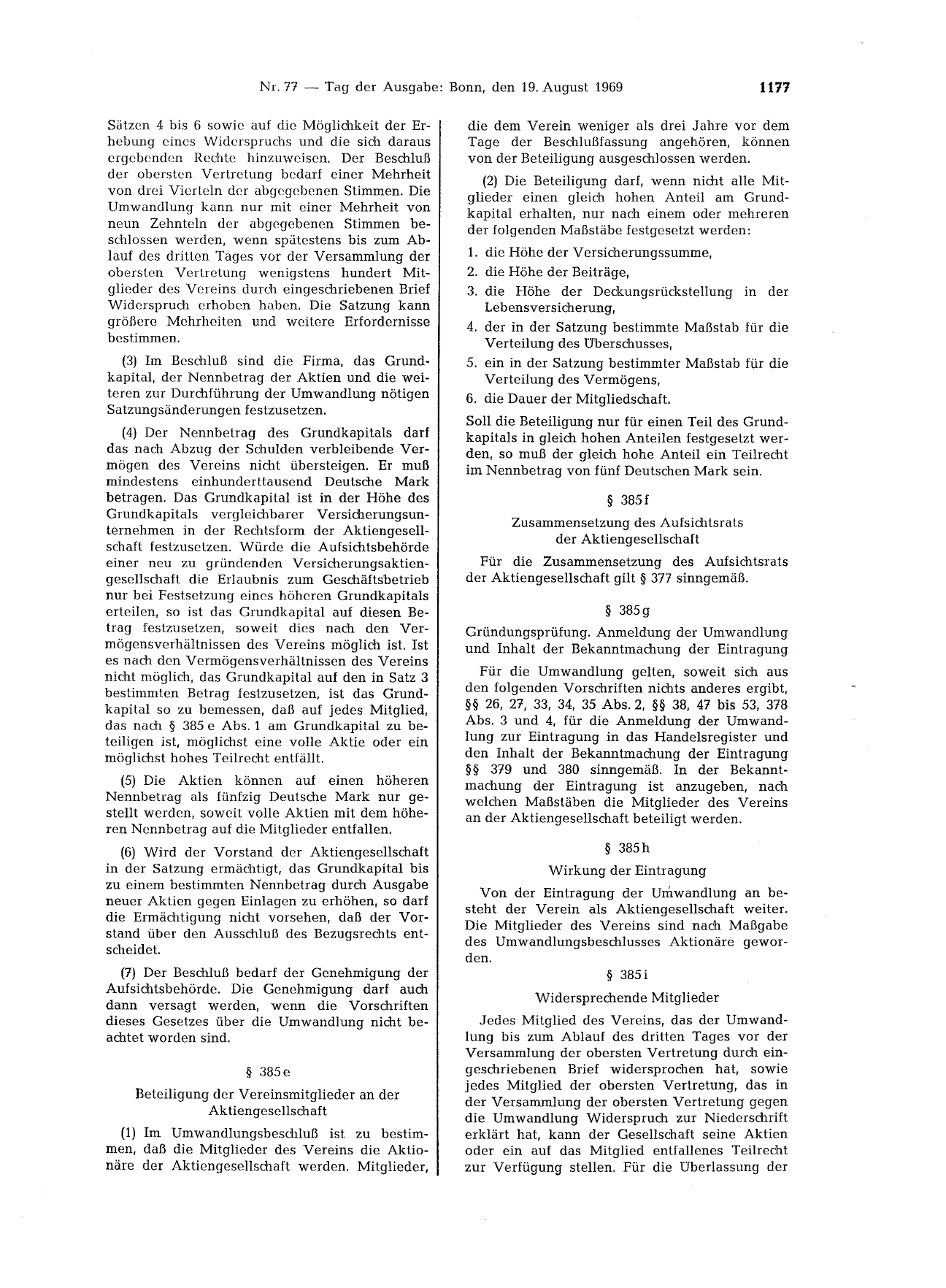BGBl. 1969, Seite 1177 — Originalseite als Abbildung