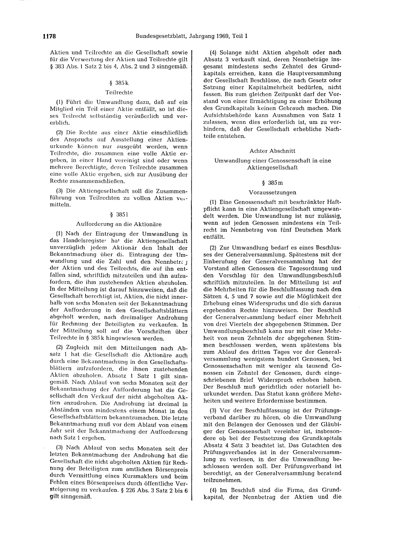 BGBl. 1969, Seite 1178 — Originalseite als Abbildung