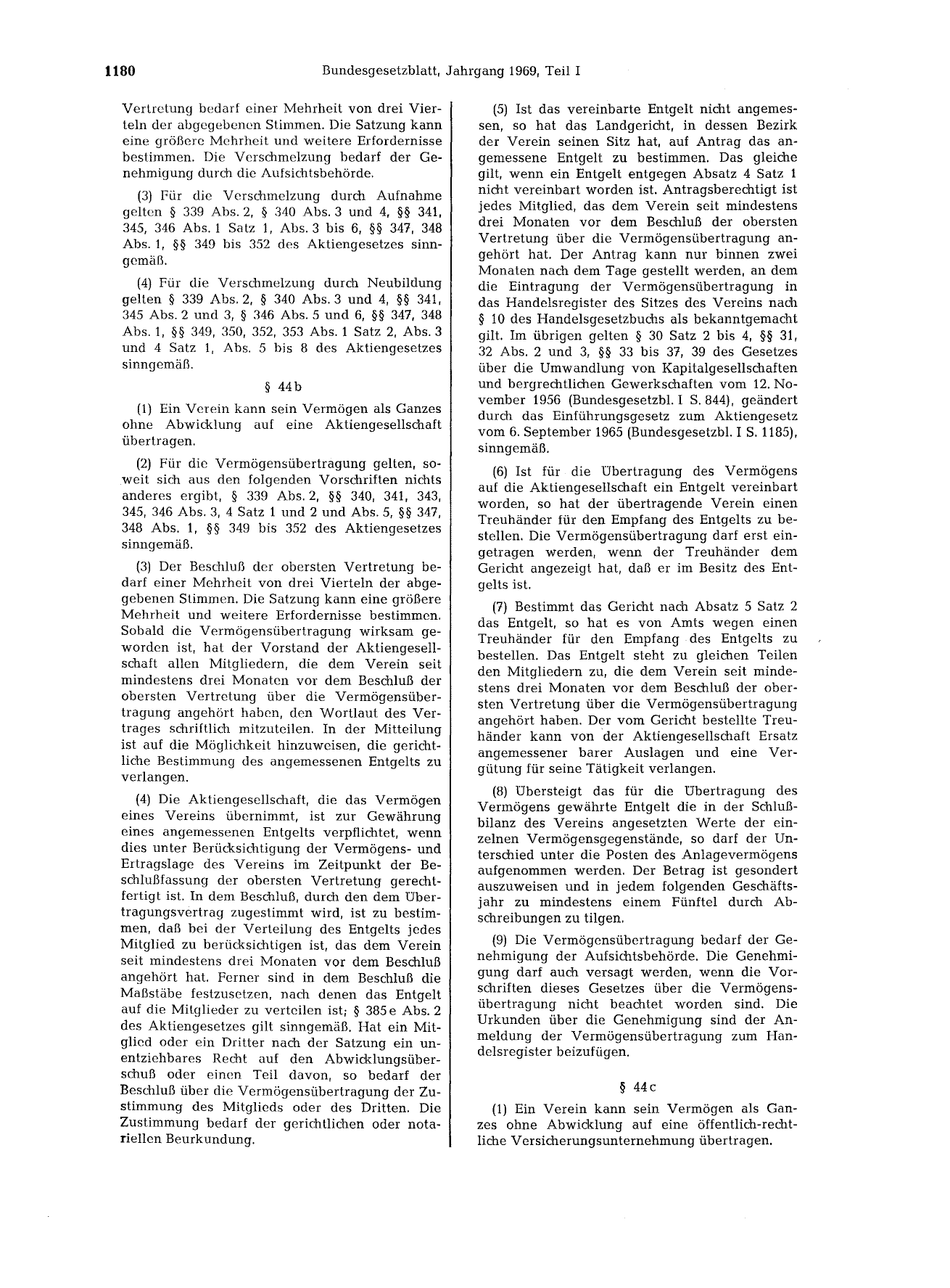 BGBl. 1969, Seite 1180 — Originalseite als Abbildung