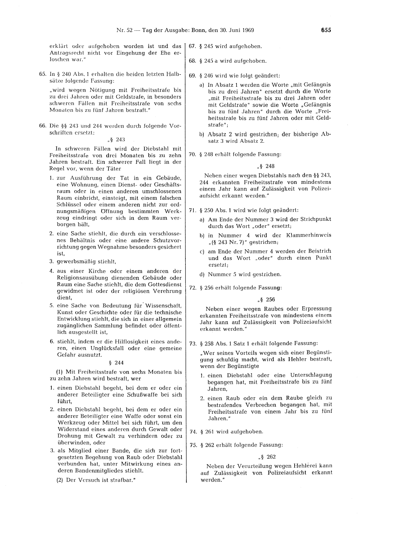 BGBl. 1969, Seite 655 — Originalseite als Abbildung