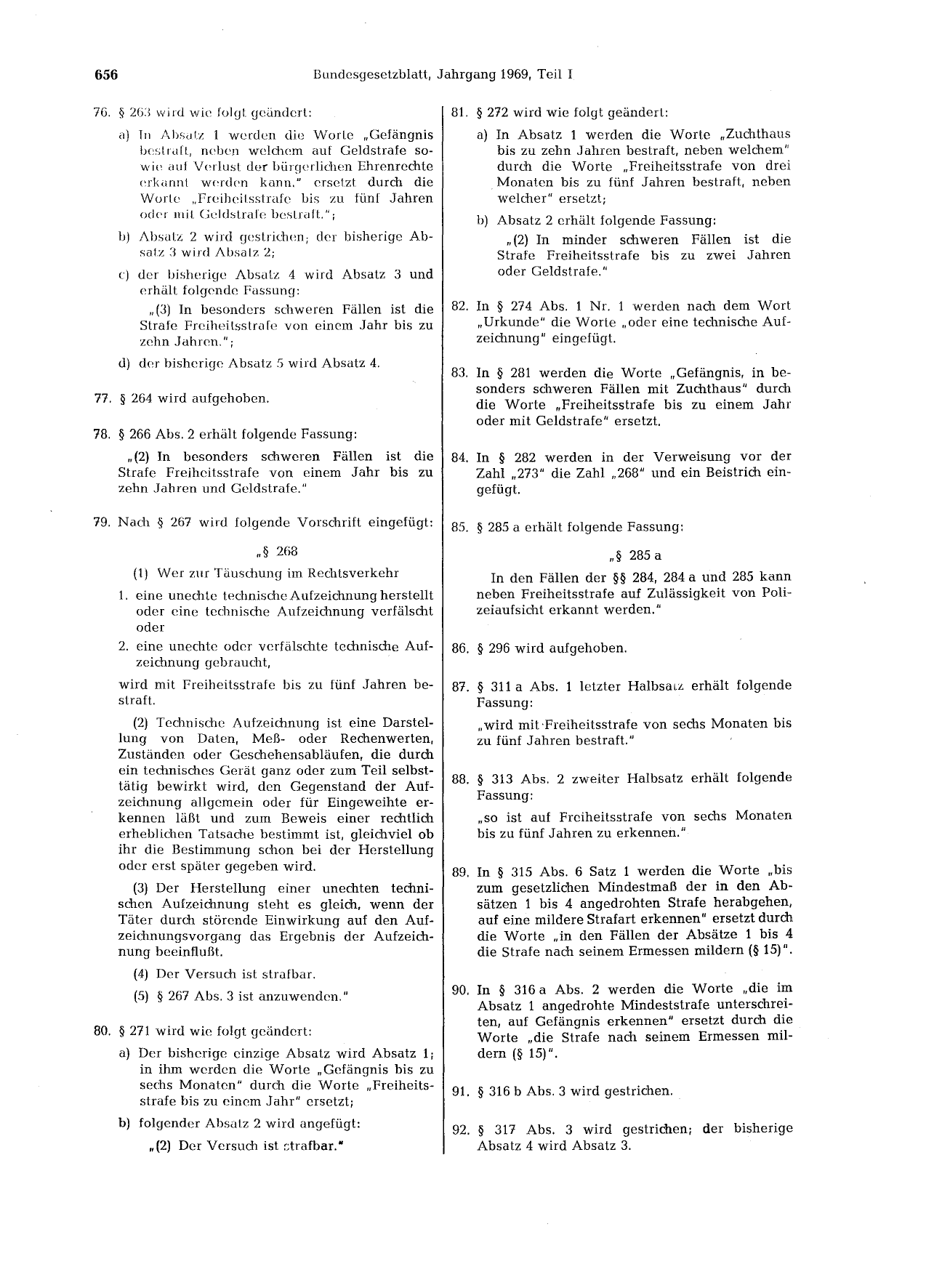 BGBl. 1969, Seite 656 — Originalseite als Abbildung