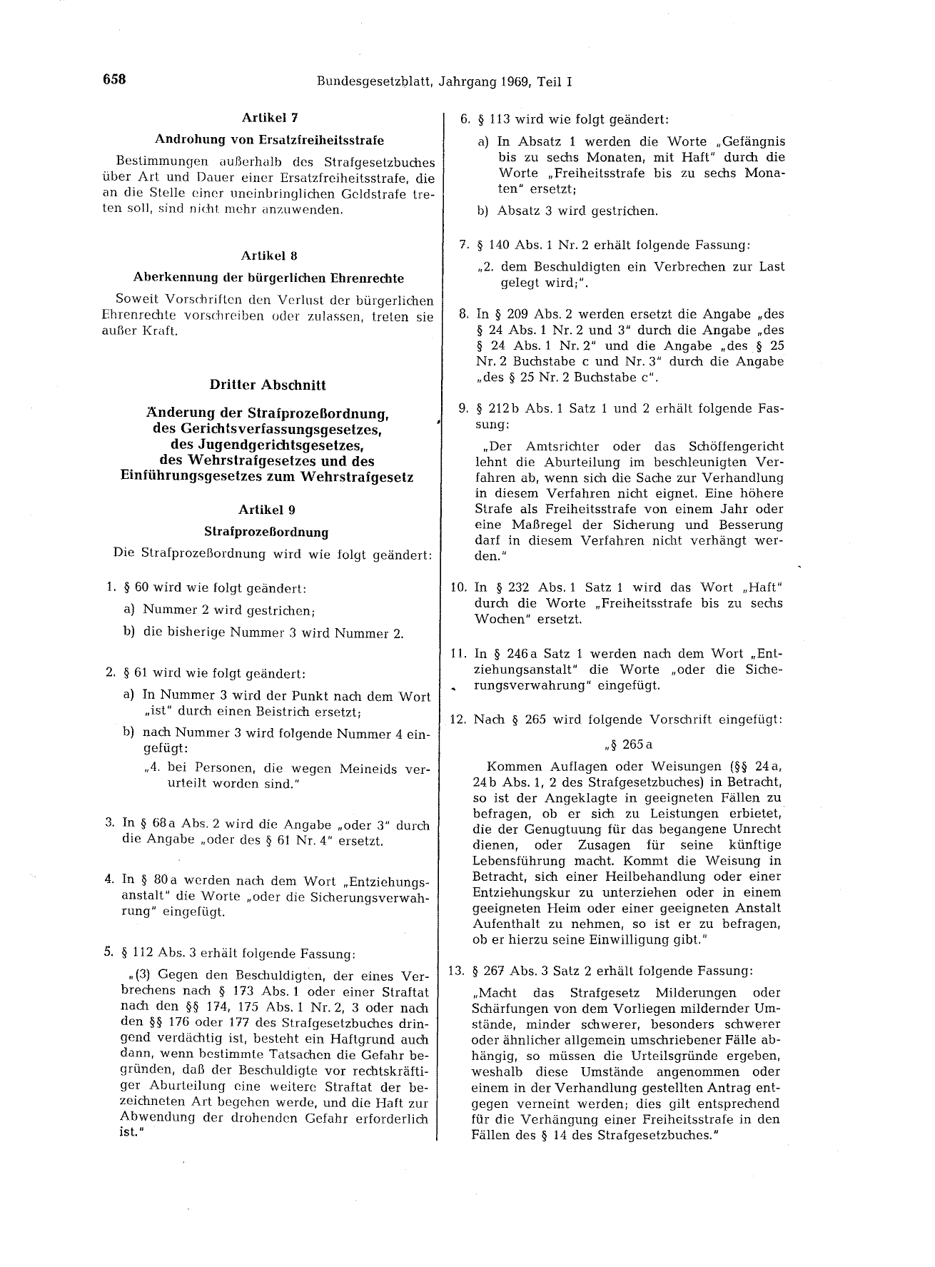 BGBl. 1969, Seite 658 — Originalseite als Abbildung