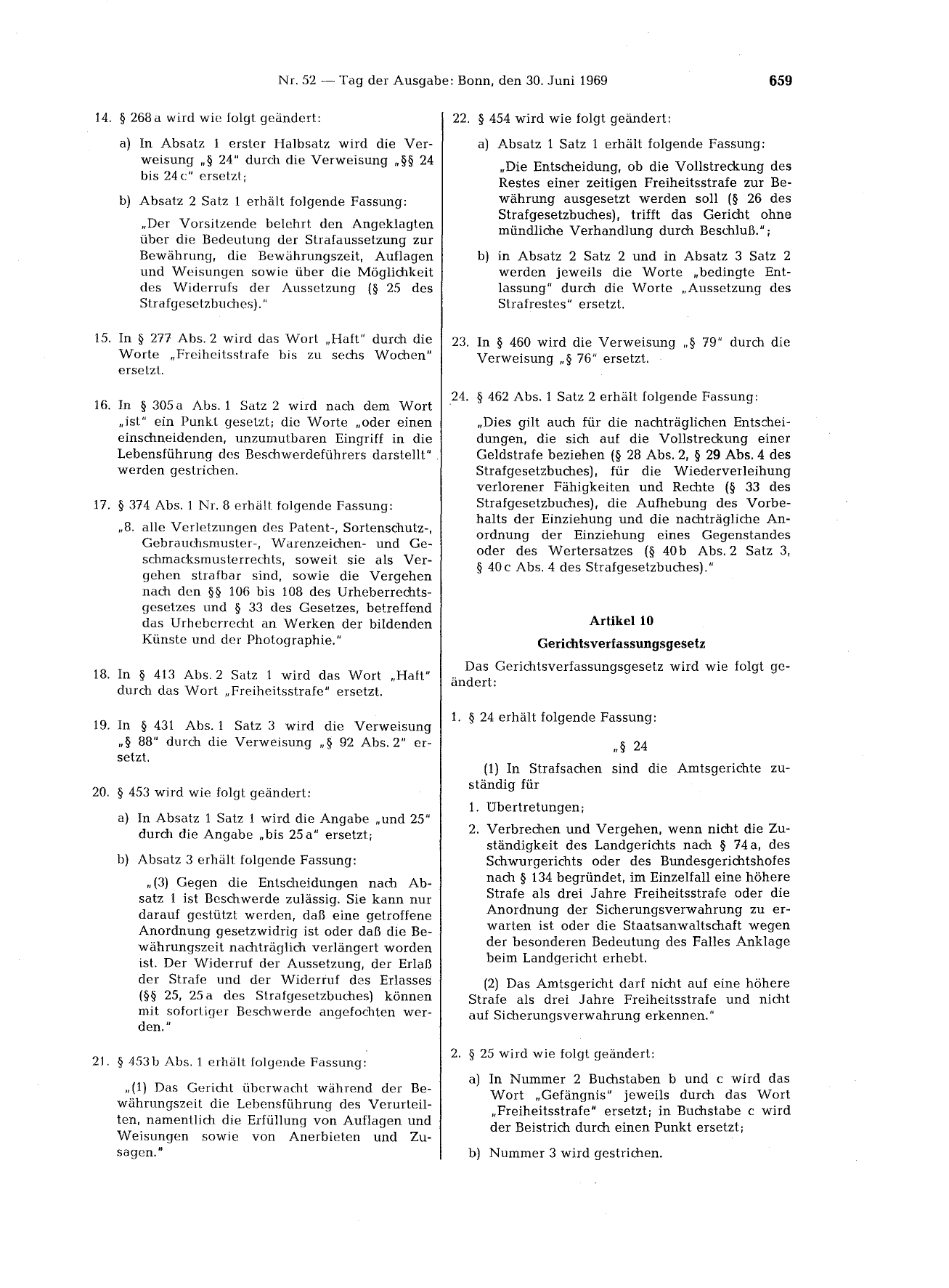 BGBl. 1969, Seite 659 — Originalseite als Abbildung