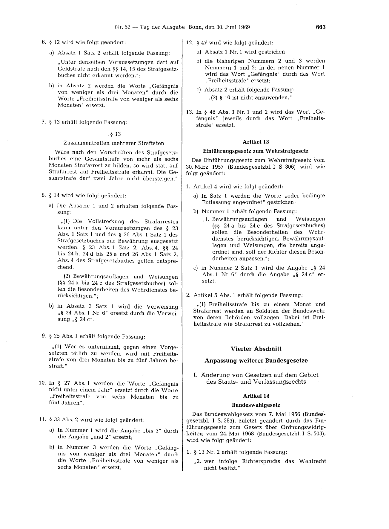 BGBl. 1969, Seite 663 — Originalseite als Abbildung