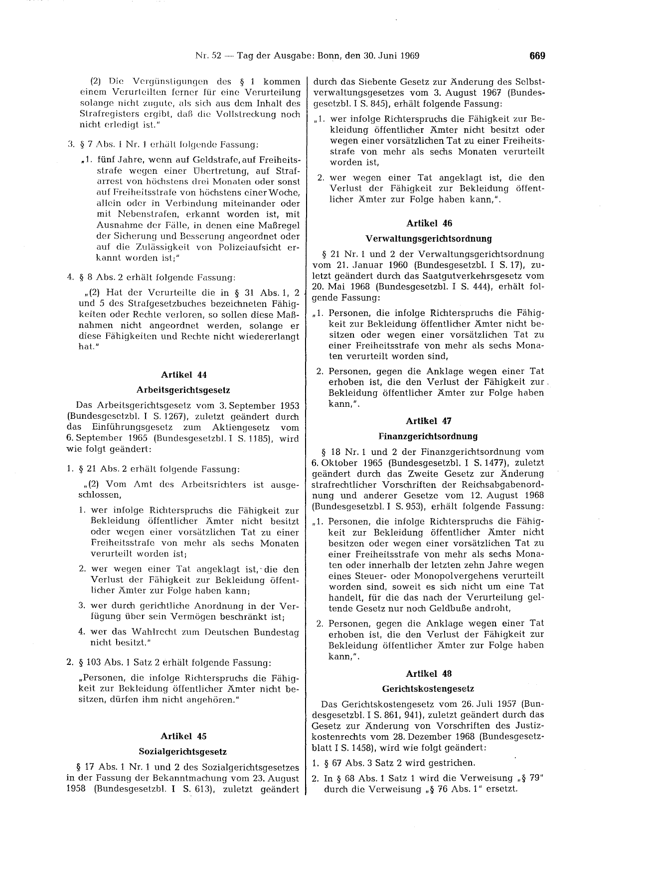 BGBl. 1969, Seite 669 — Originalseite als Abbildung