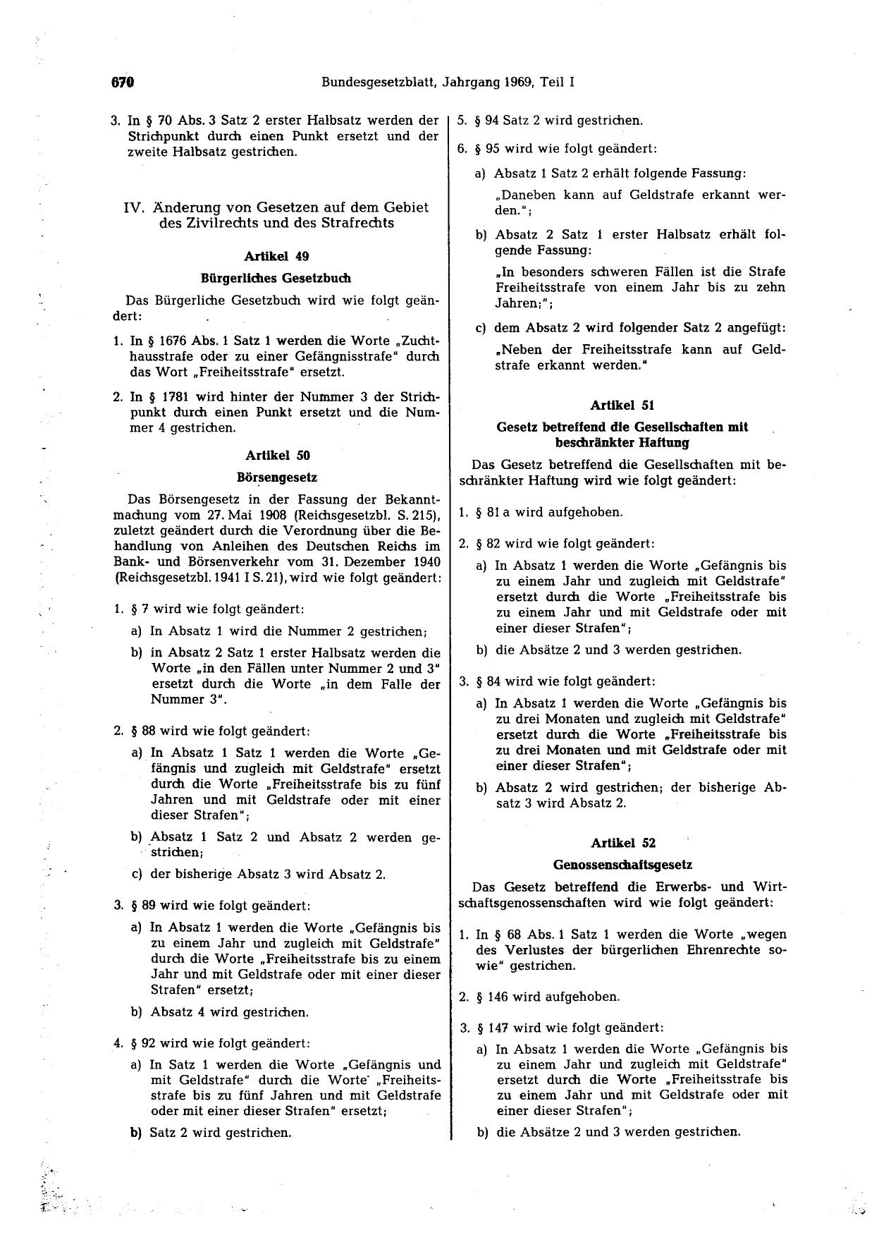 BGBl. 1969, Seite 670 — Originalseite als Abbildung