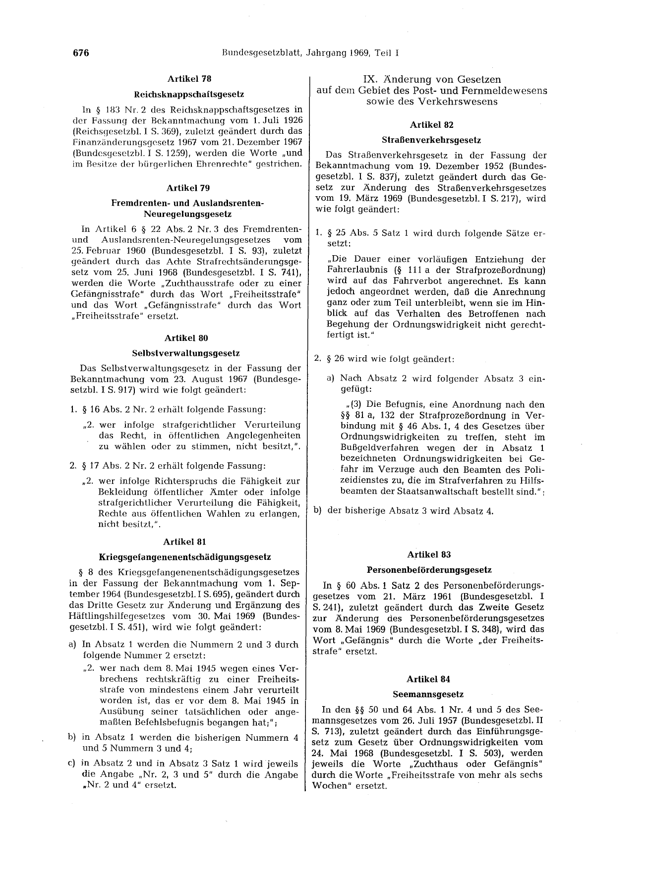 BGBl. 1969, Seite 676 — Originalseite als Abbildung