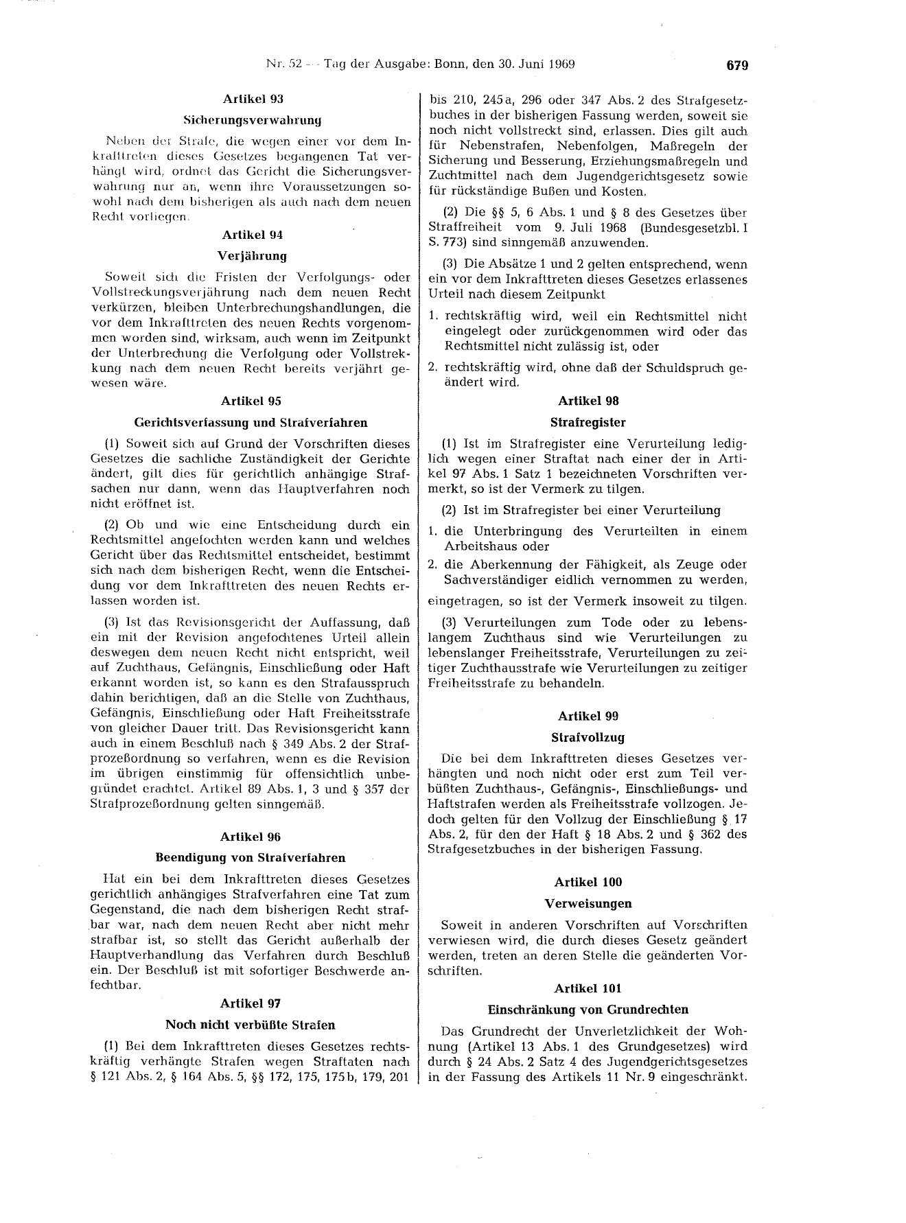 BGBl. 1969, Seite 679 — Originalseite als Abbildung