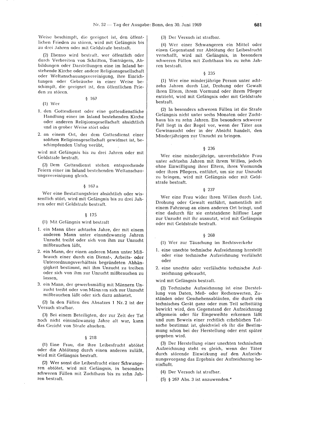 BGBl. 1969, Seite 681 — Originalseite als Abbildung