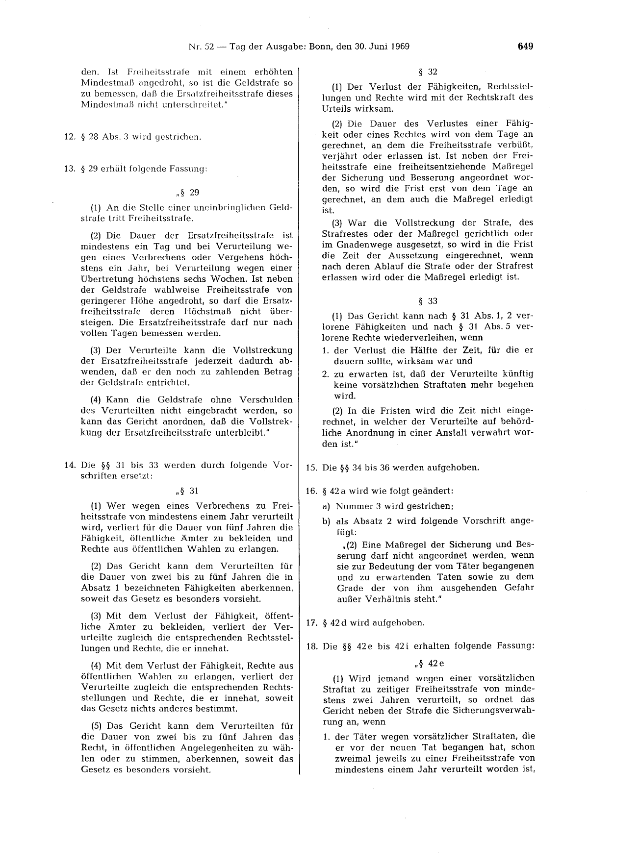 BGBl. 1969, Seite 649 — Originalseite als Abbildung