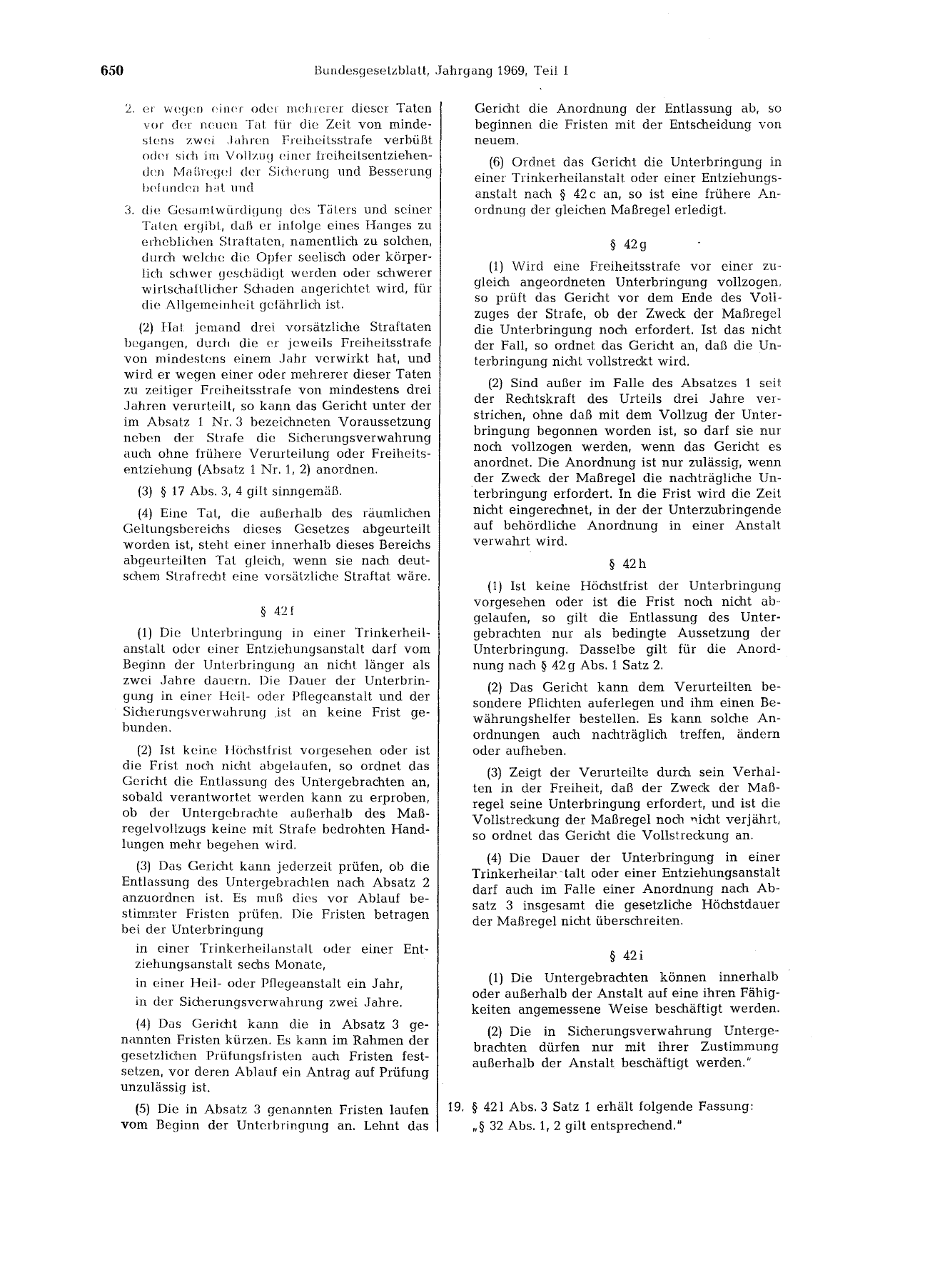 BGBl. 1969, Seite 650 — Originalseite als Abbildung