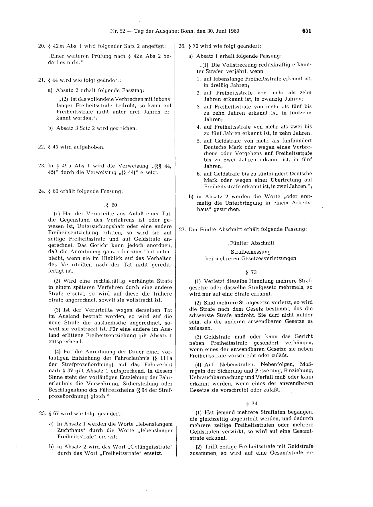 BGBl. 1969, Seite 651 — Originalseite als Abbildung