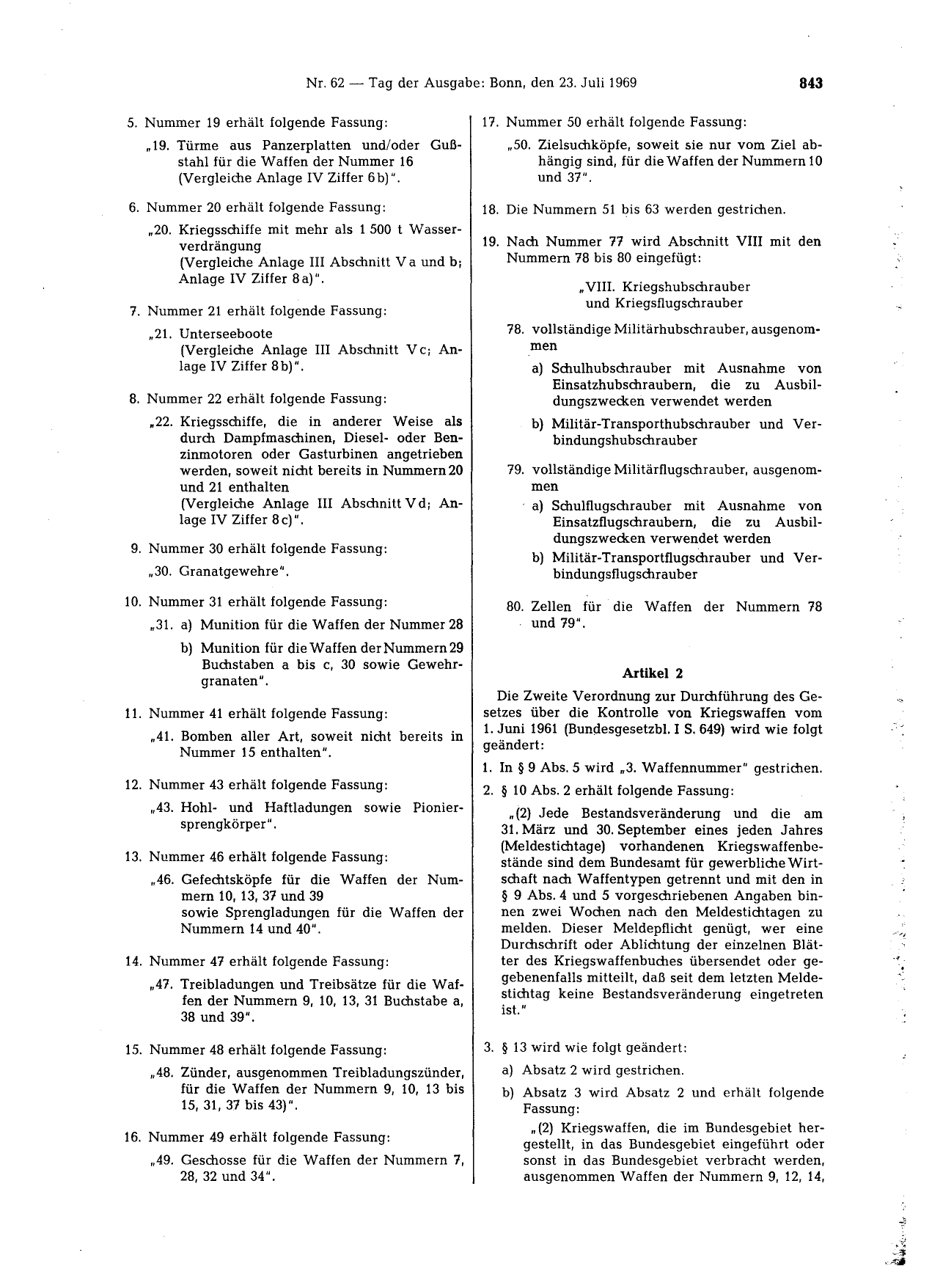 BGBl. 1969, Seite 843 — Originalseite als Abbildung