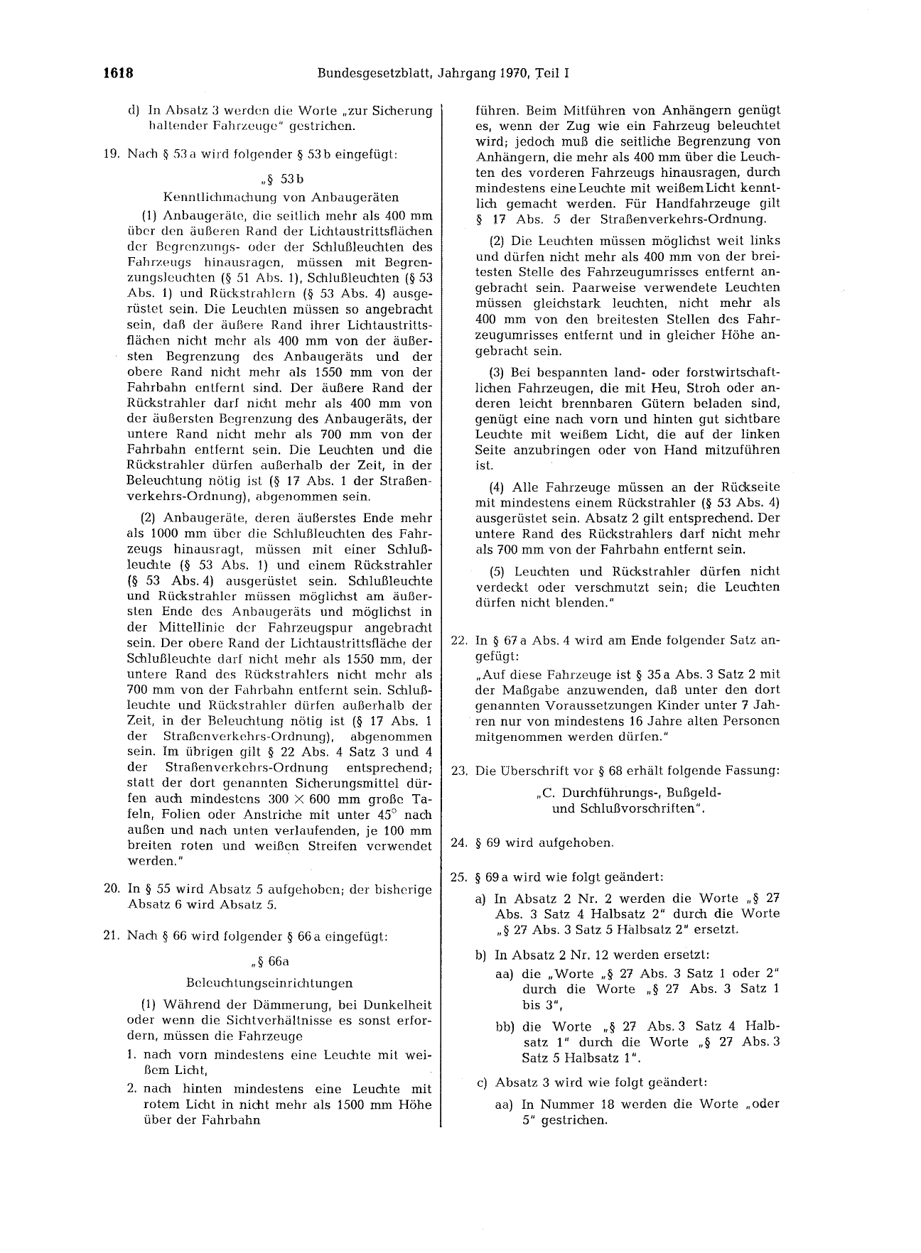 BGBl. 1970, Seite 1618 — Originalseite als Abbildung