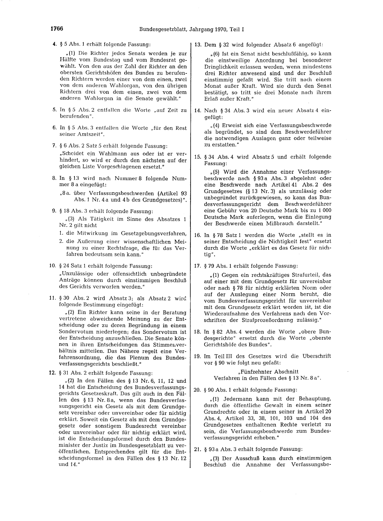 BGBl. 1970, Seite 1766 — Originalseite als Abbildung