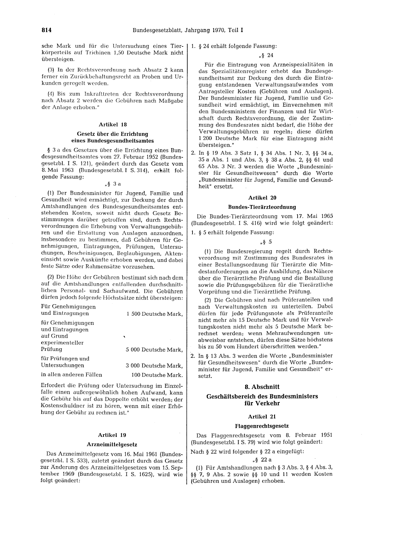 BGBl. 1970, Seite 814 — Originalseite als Abbildung