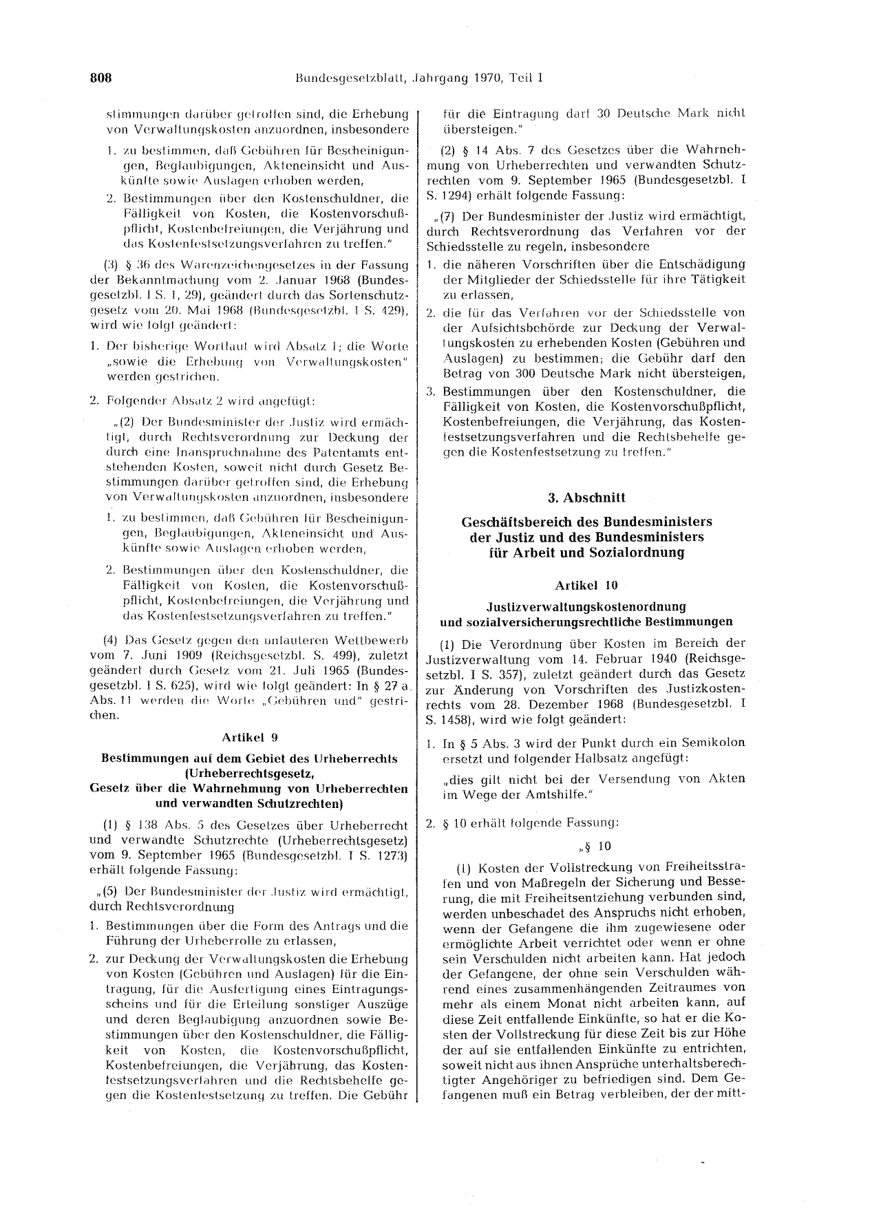 BGBl. 1970, Seite 808 — Originalseite als Abbildung