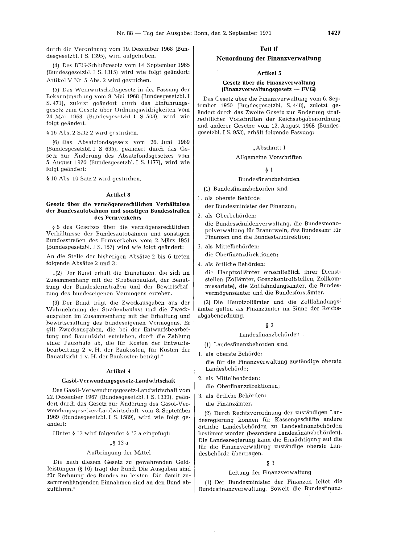 BGBl. 1971, Seite 1427 — Originalseite als Abbildung