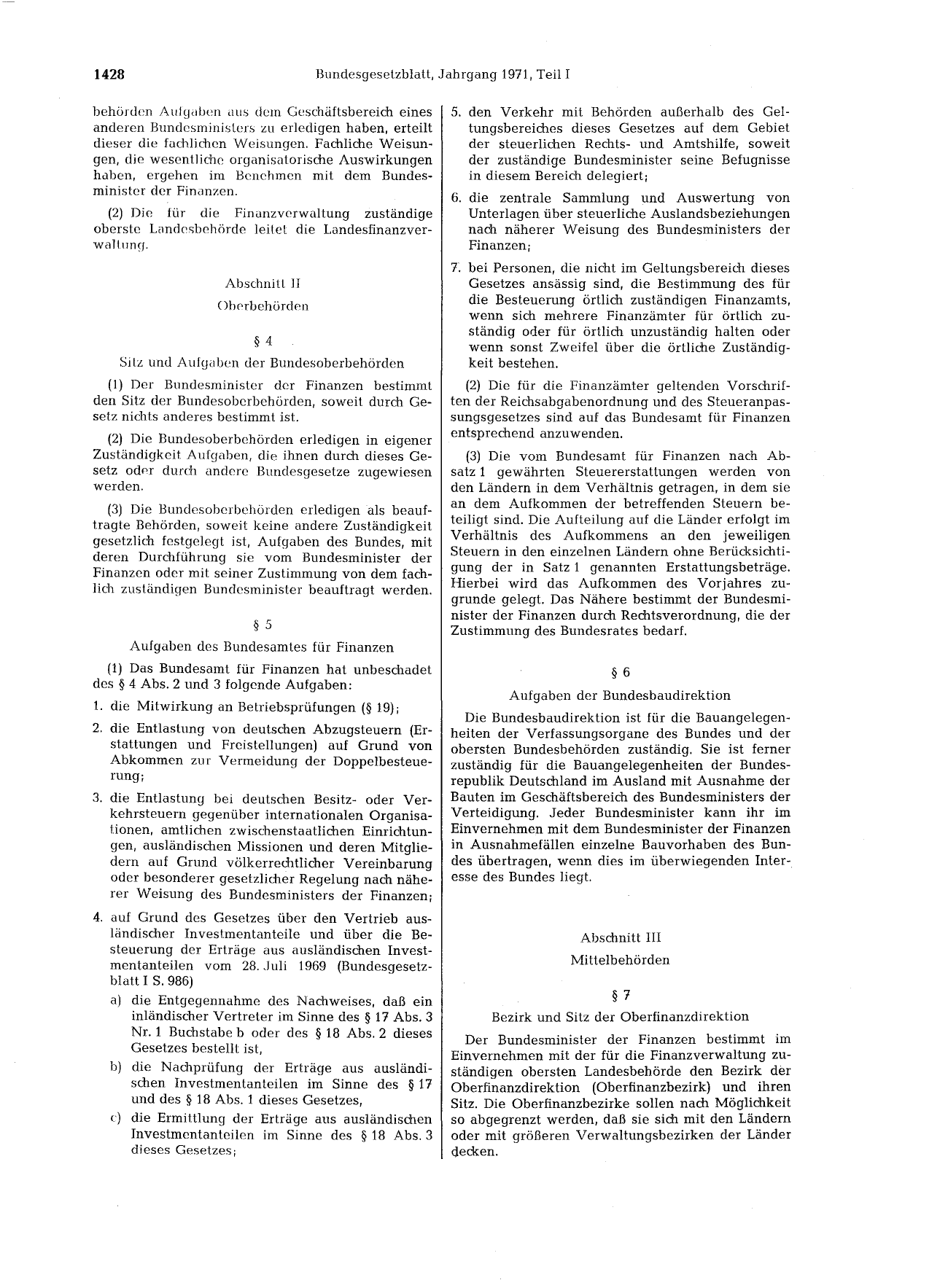 BGBl. 1971, Seite 1428 — Originalseite als Abbildung