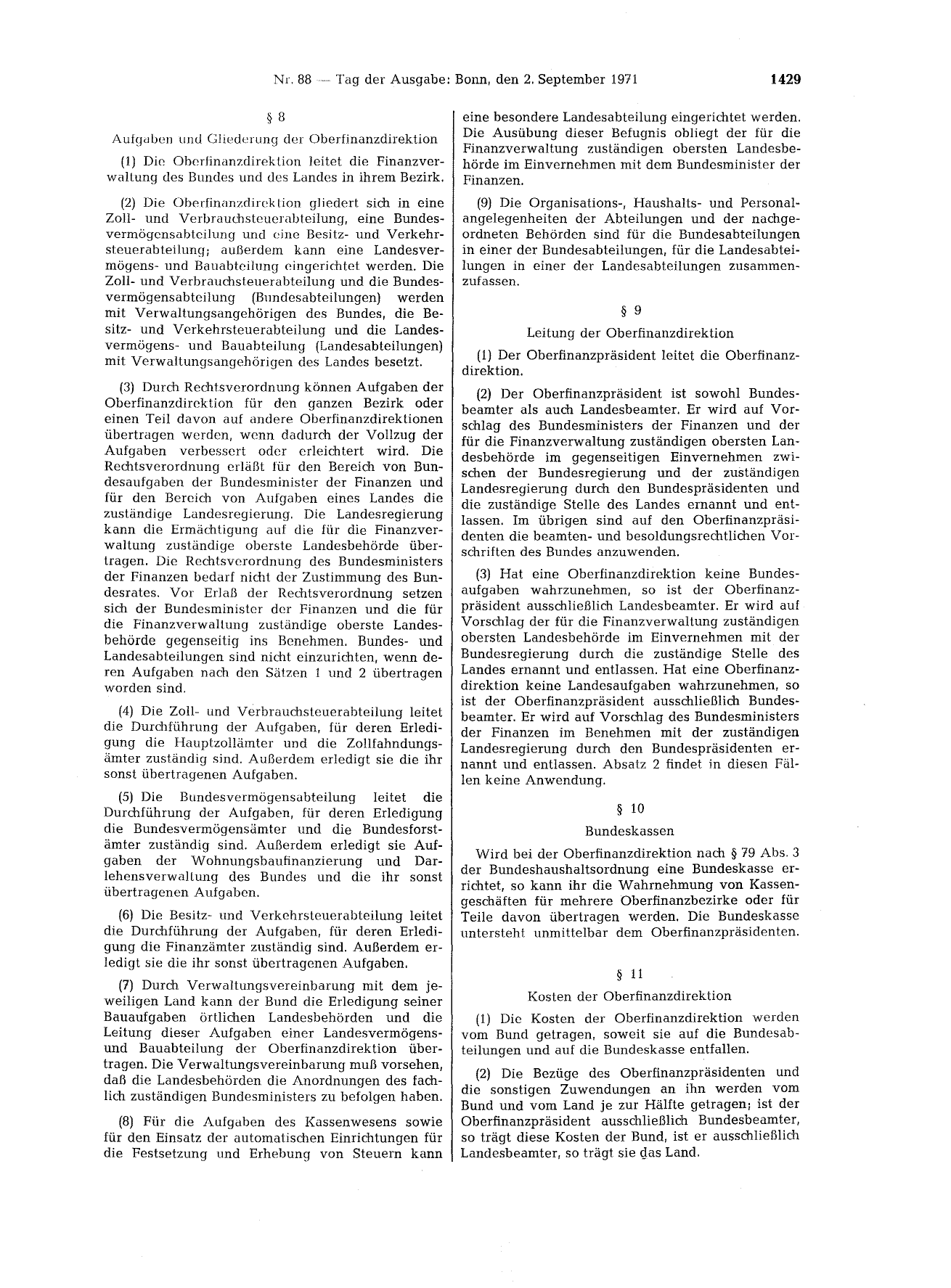 BGBl. 1971, Seite 1429 — Originalseite als Abbildung