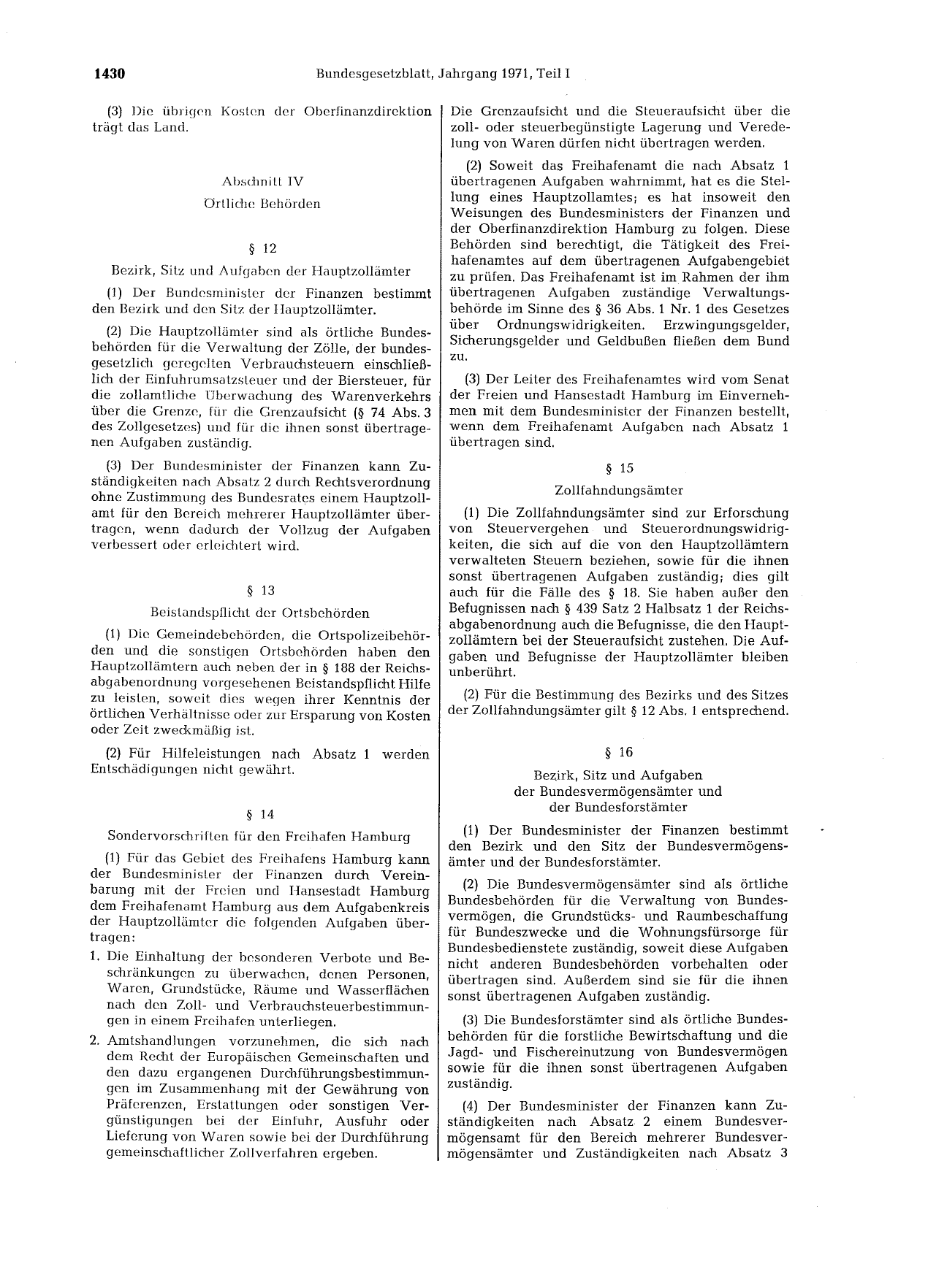BGBl. 1971, Seite 1430 — Originalseite als Abbildung