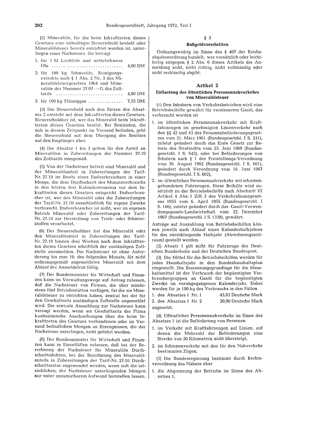 BGBl. 1972, Seite 202 — Originalseite als Abbildung