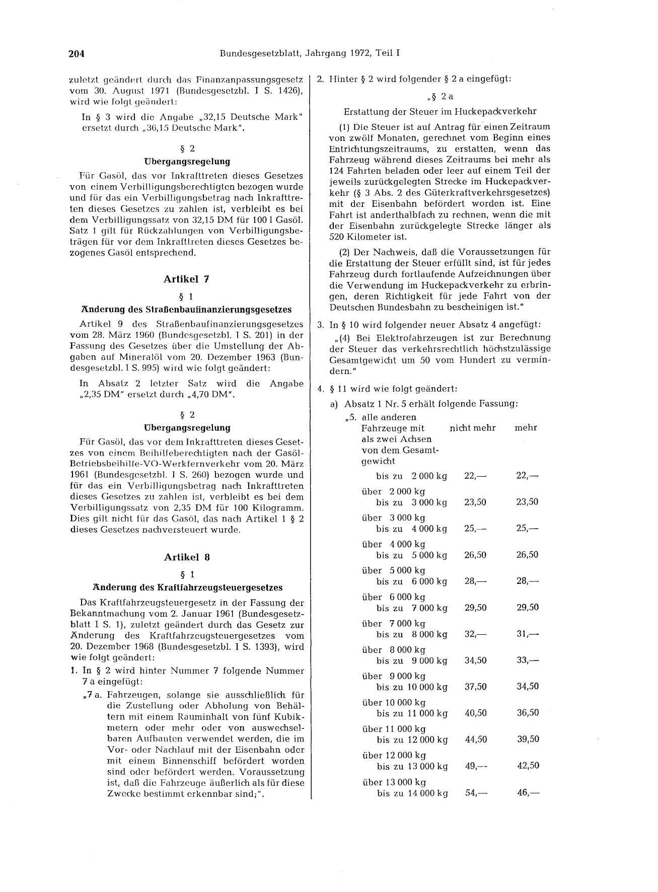 BGBl. 1972, Seite 204 — Originalseite als Abbildung
