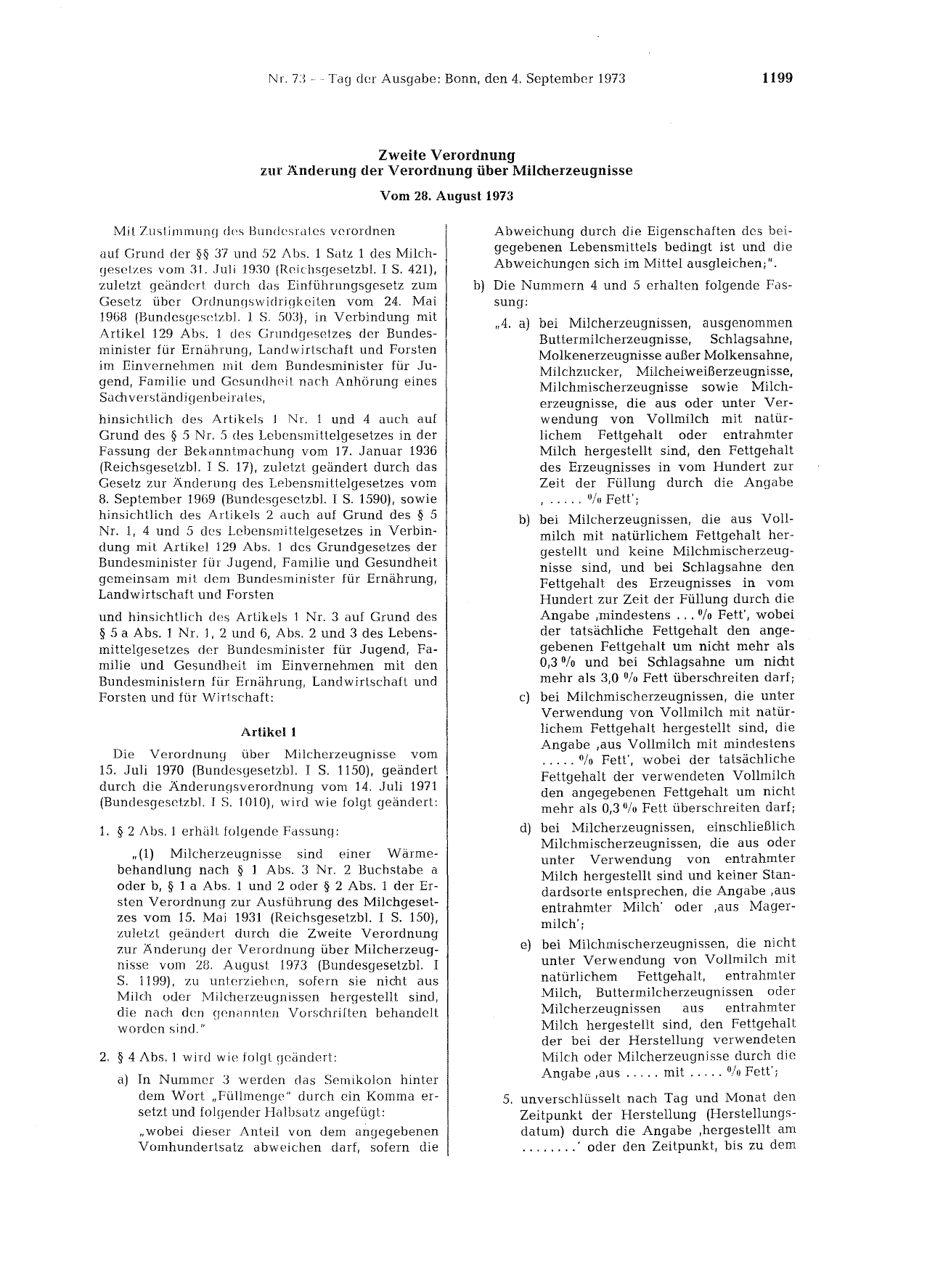 BGBl. 1973, Seite 1199 — Originalseite als Abbildung