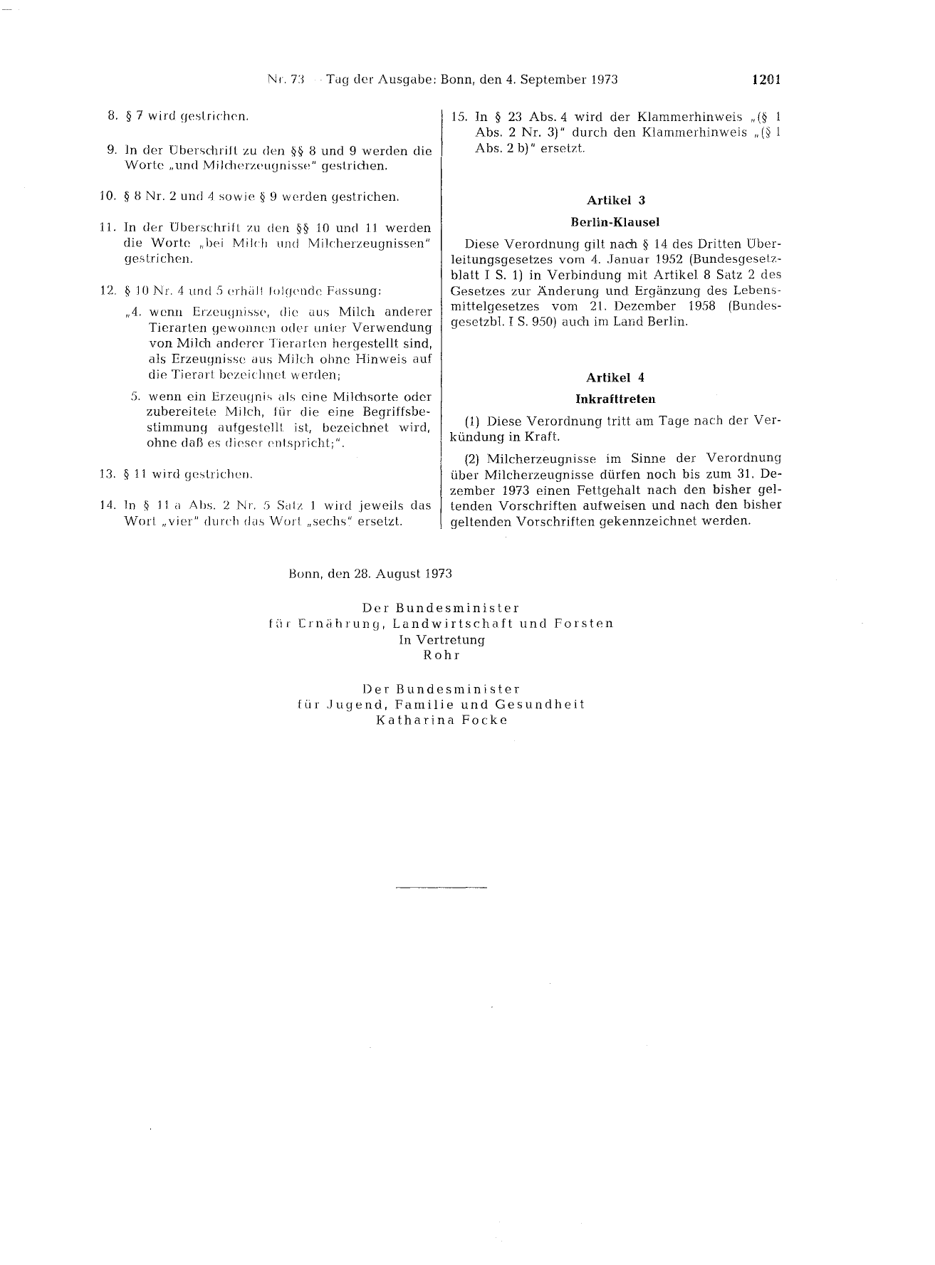BGBl. 1973, Seite 1201 — Originalseite als Abbildung