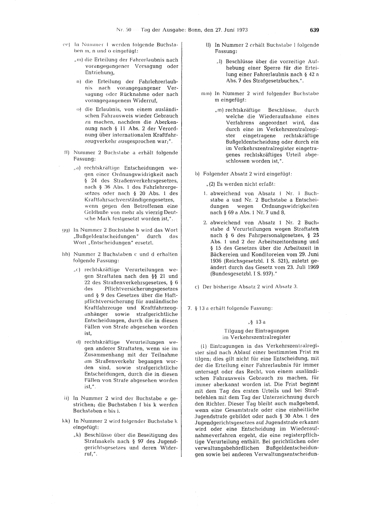 BGBl. 1973, Seite 639 — Originalseite als Abbildung