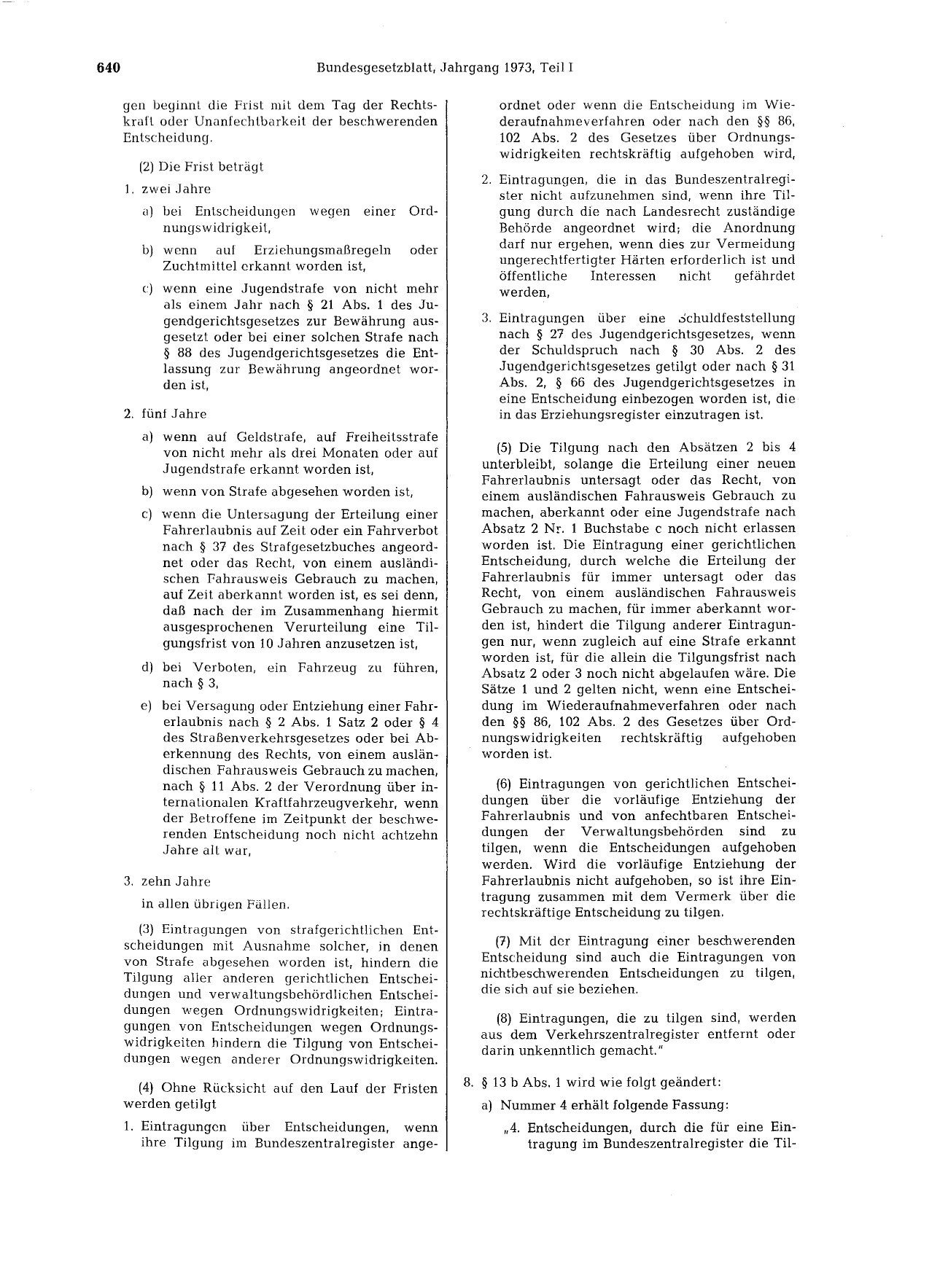 BGBl. 1973, Seite 640 — Originalseite als Abbildung