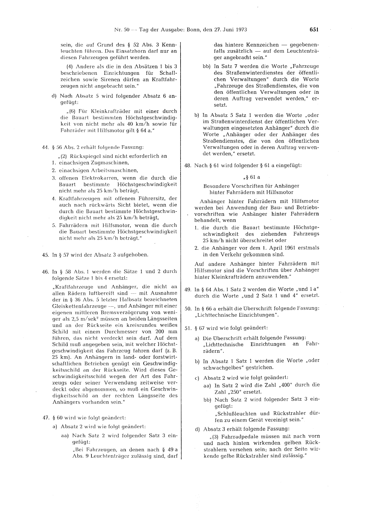 BGBl. 1973, Seite 651 — Originalseite als Abbildung