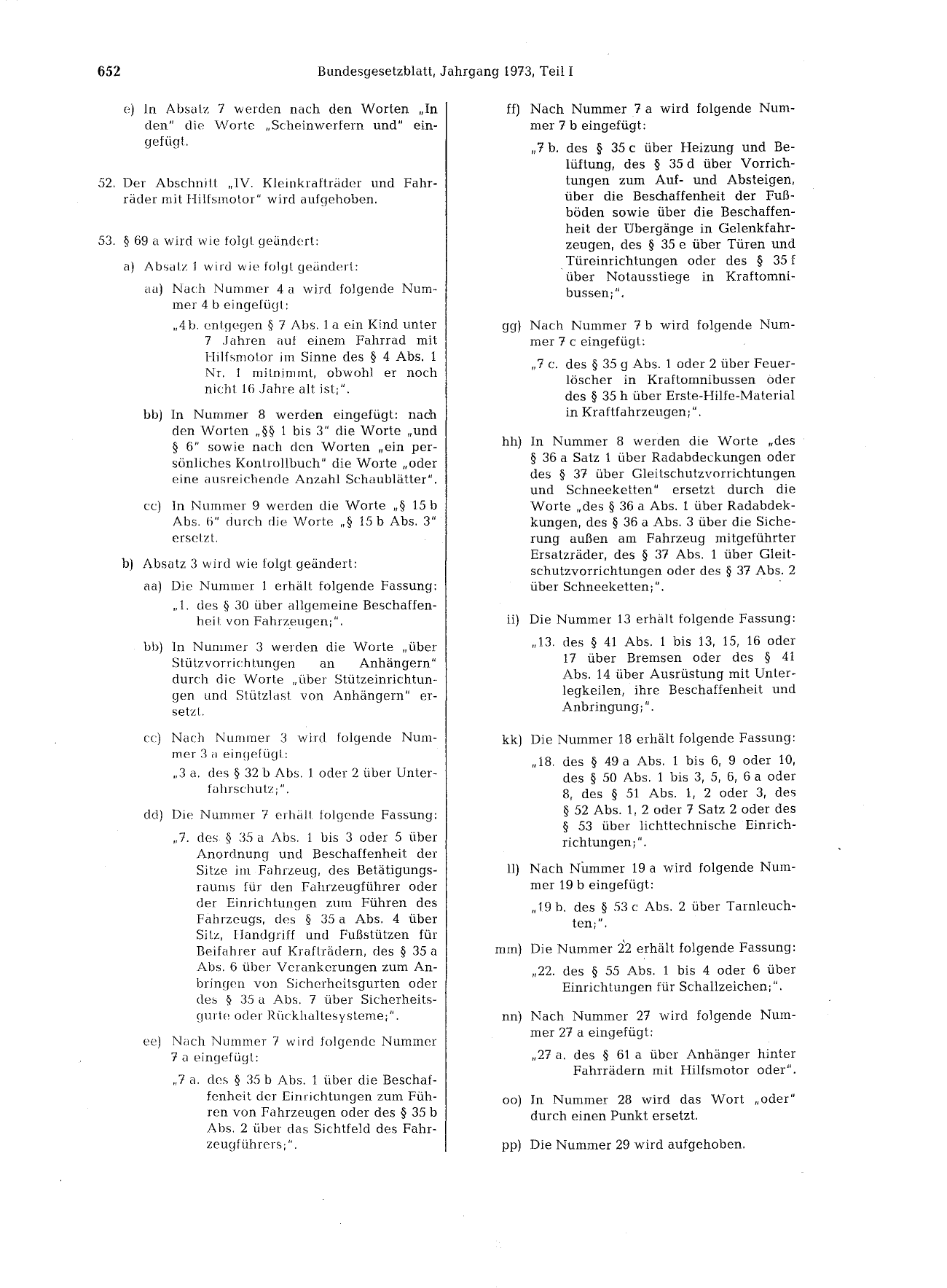 BGBl. 1973, Seite 652 — Originalseite als Abbildung