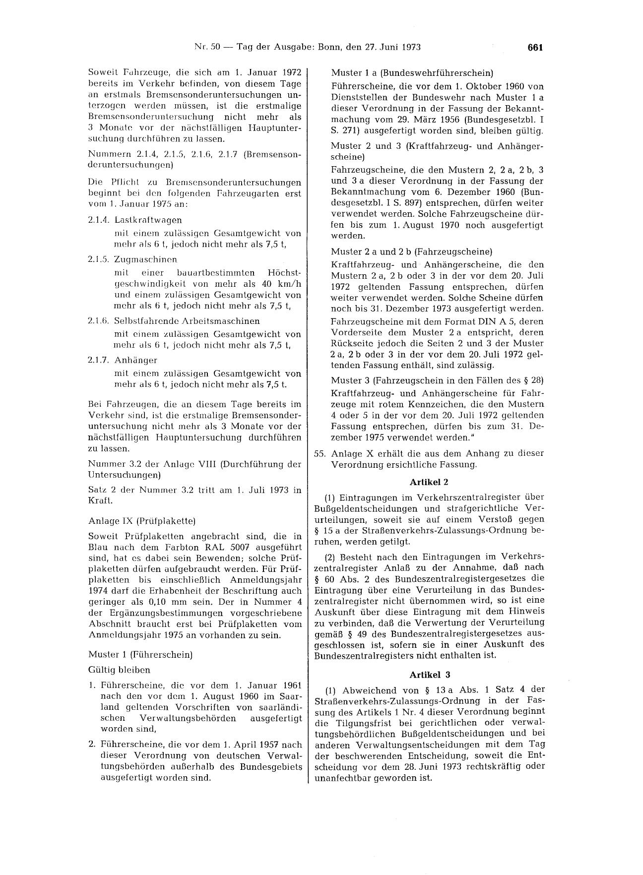 BGBl. 1973, Seite 661 — Originalseite als Abbildung