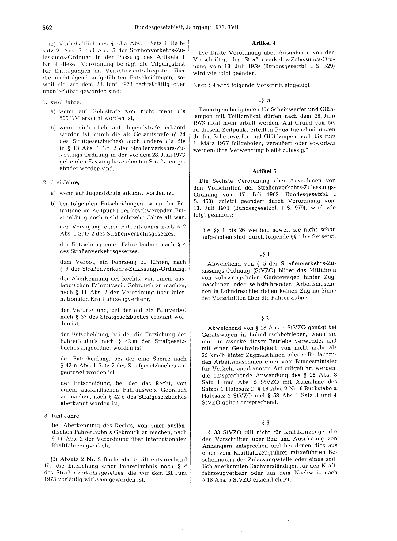 BGBl. 1973, Seite 662 — Originalseite als Abbildung