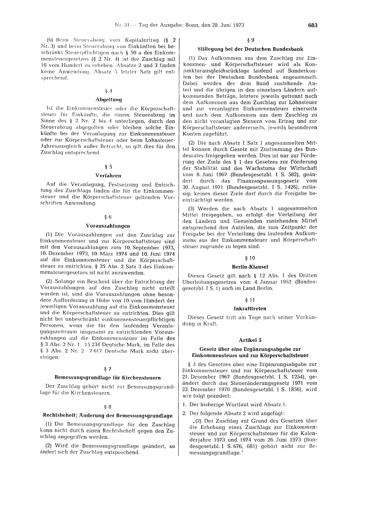 BGBl. 1973, Seite 683 — Originalseite als Abbildung