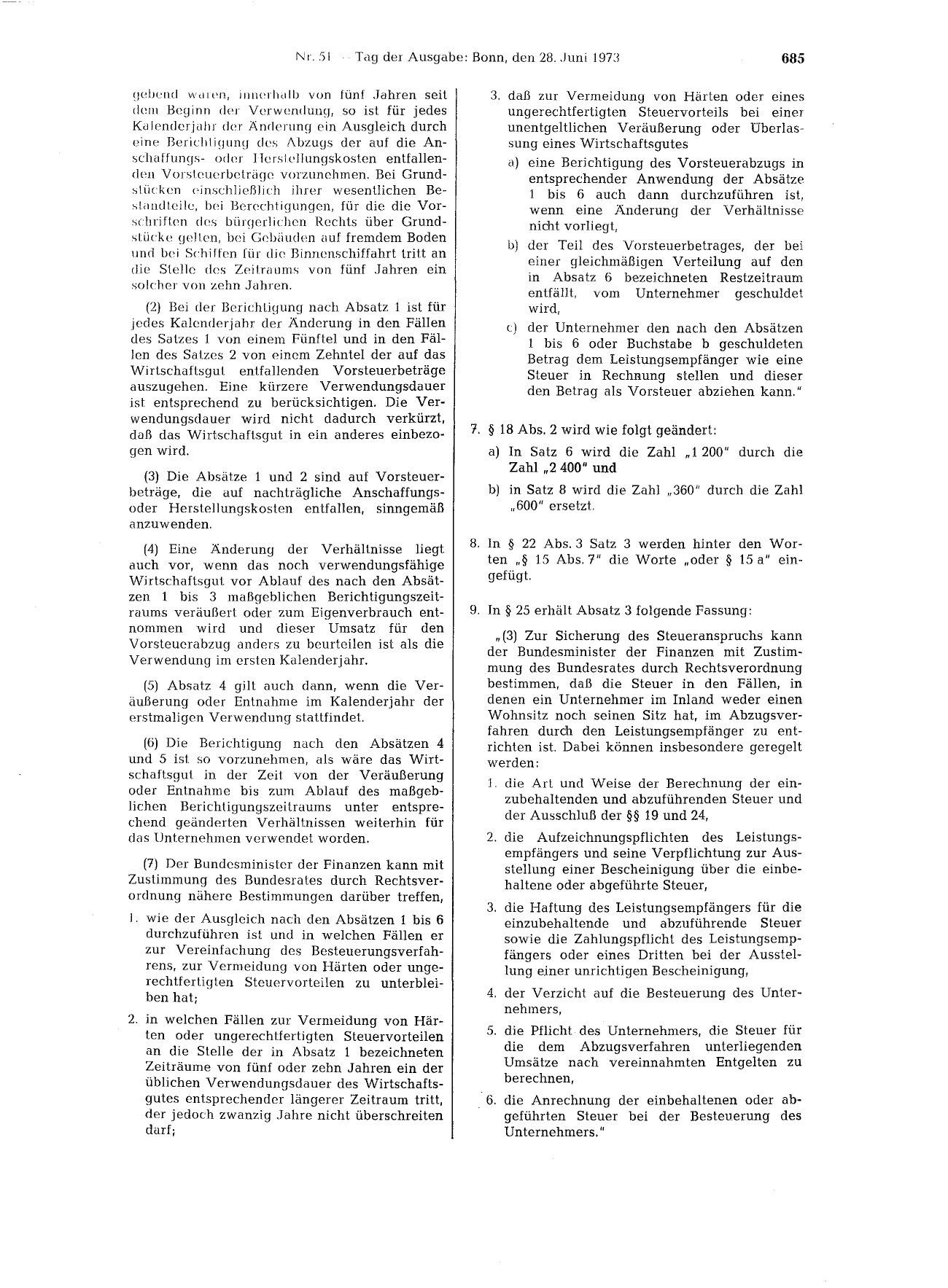 BGBl. 1973, Seite 685 — Originalseite als Abbildung