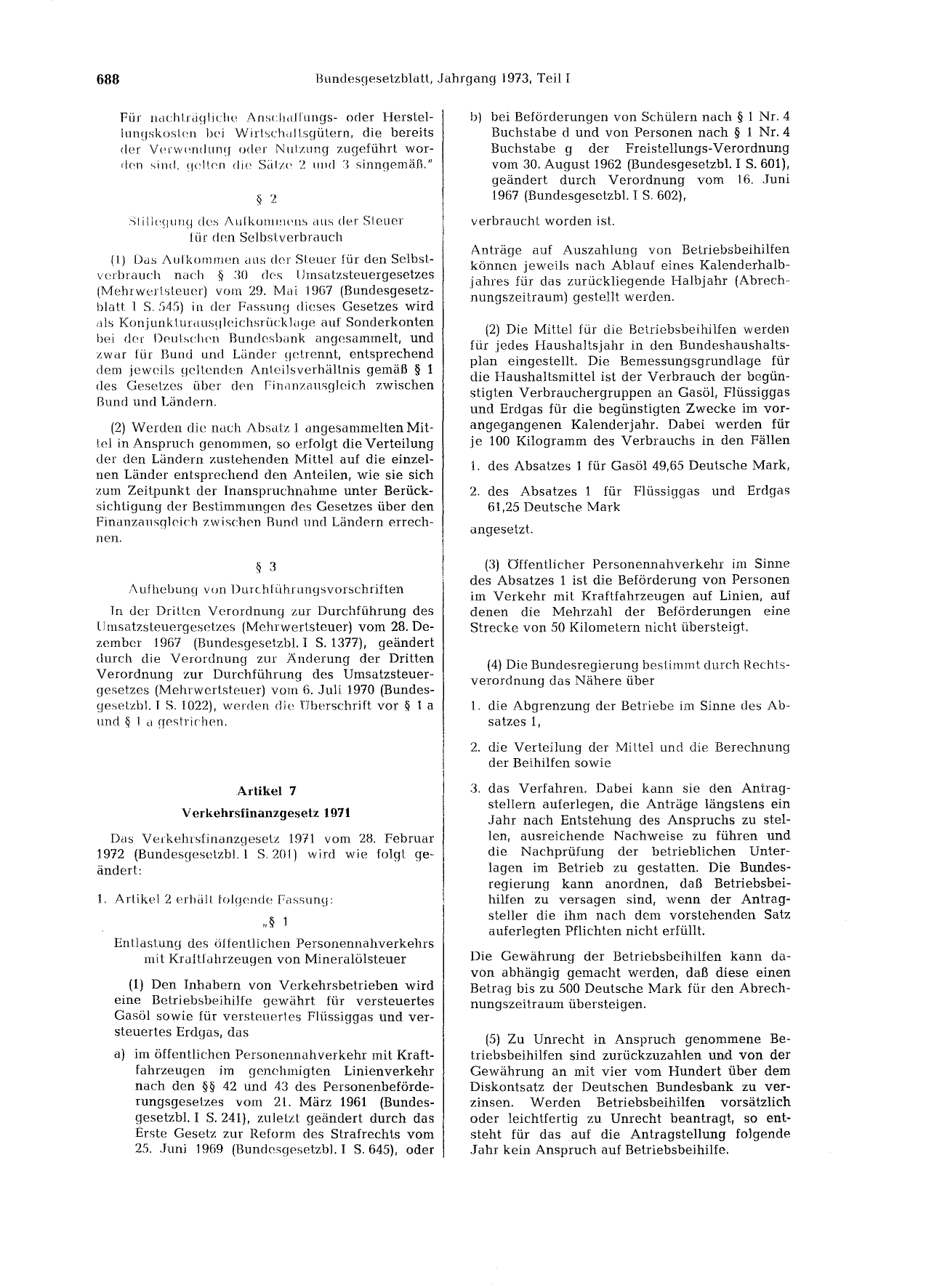 BGBl. 1973, Seite 688 — Originalseite als Abbildung