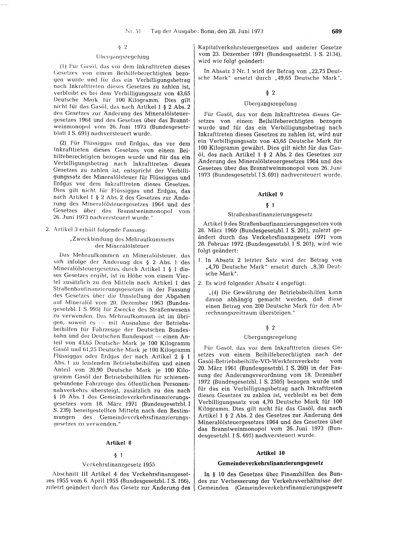 BGBl. 1973, Seite 689 — Originalseite als Abbildung