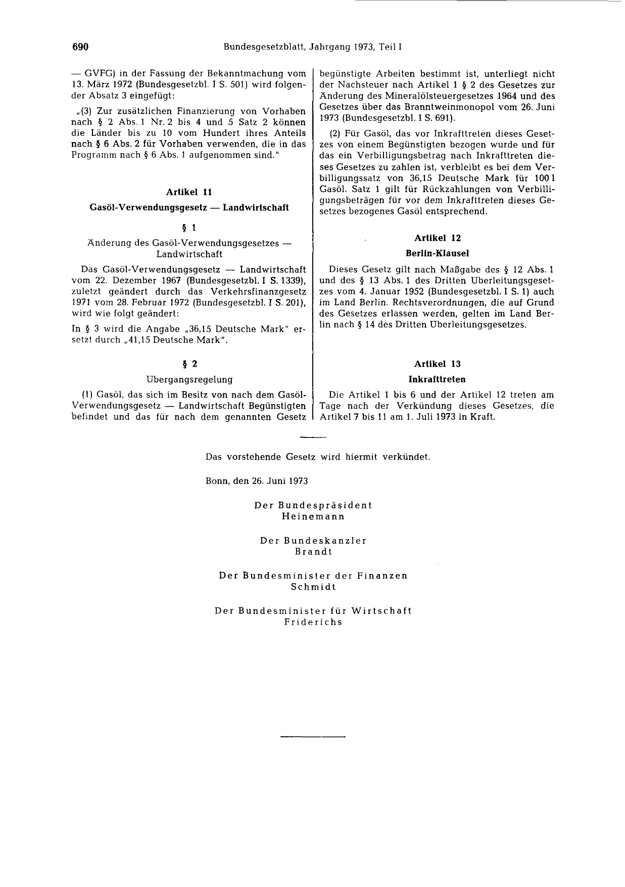 BGBl. 1973, Seite 690 — Originalseite als Abbildung