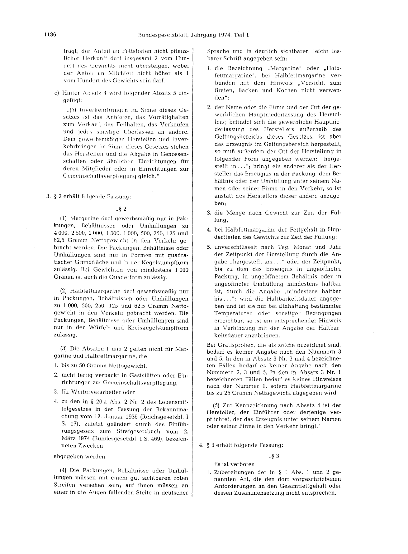 BGBl. 1974, Seite 1186 — Originalseite als Abbildung