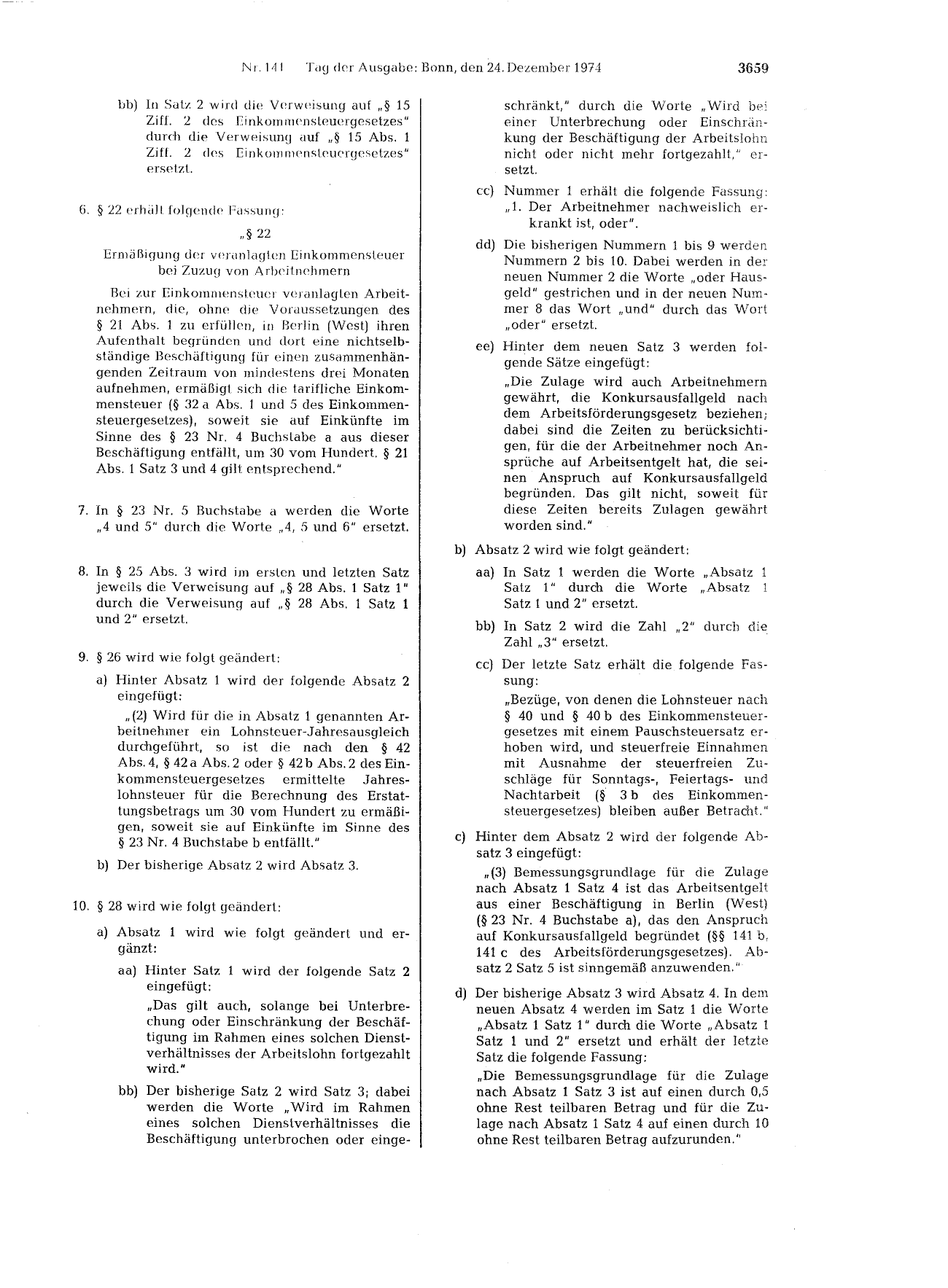 BGBl. 1974, Seite 3659 — Originalseite als Abbildung