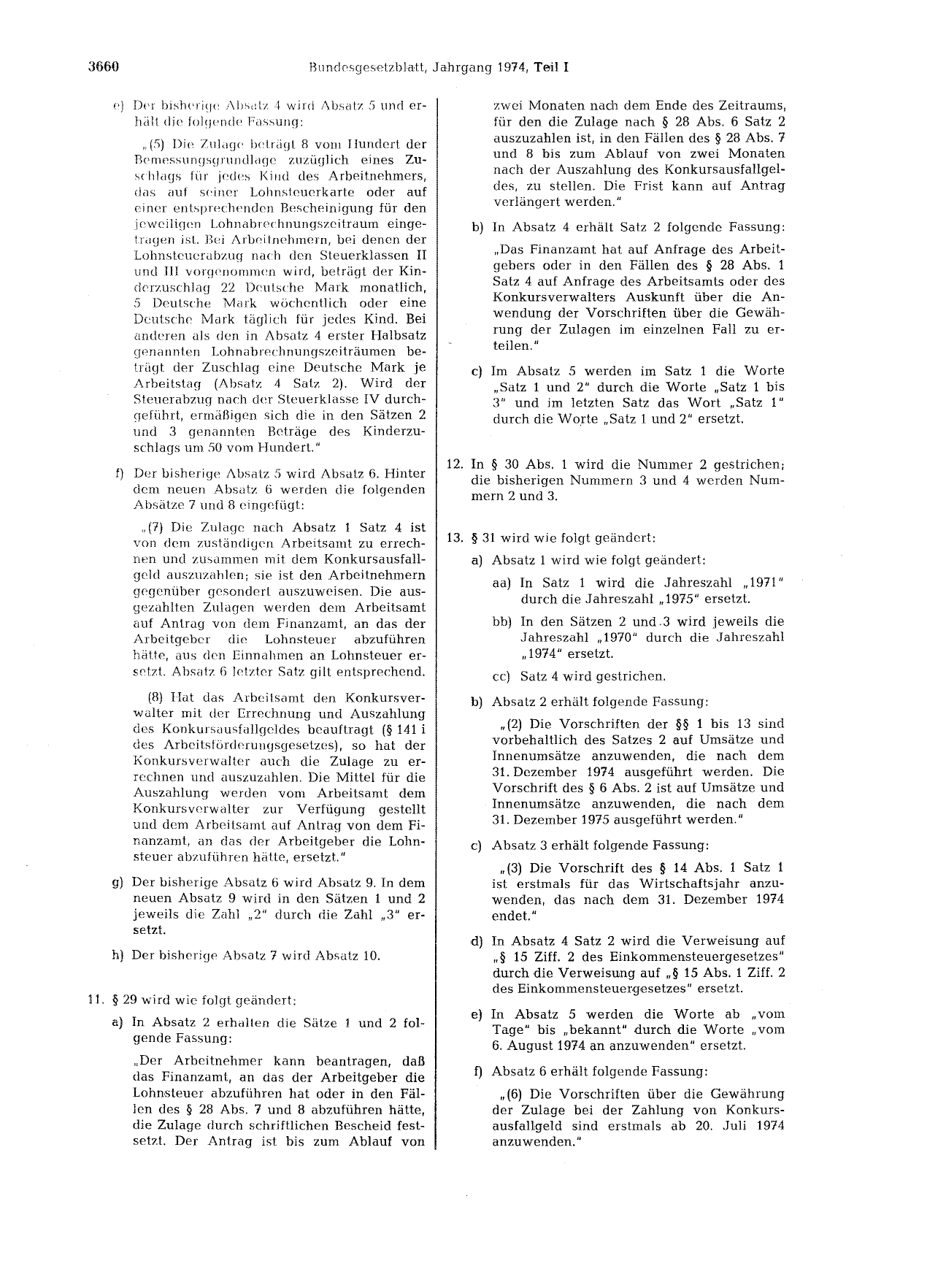 BGBl. 1974, Seite 3660 — Originalseite als Abbildung