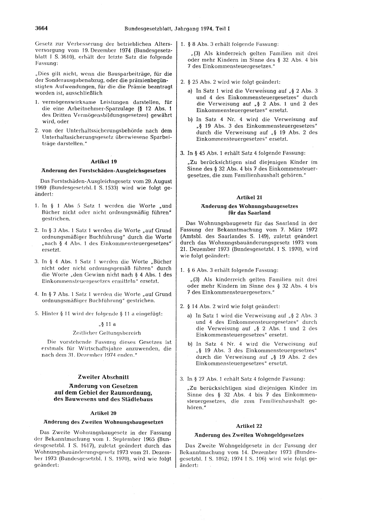 BGBl. 1974, Seite 3664 — Originalseite als Abbildung